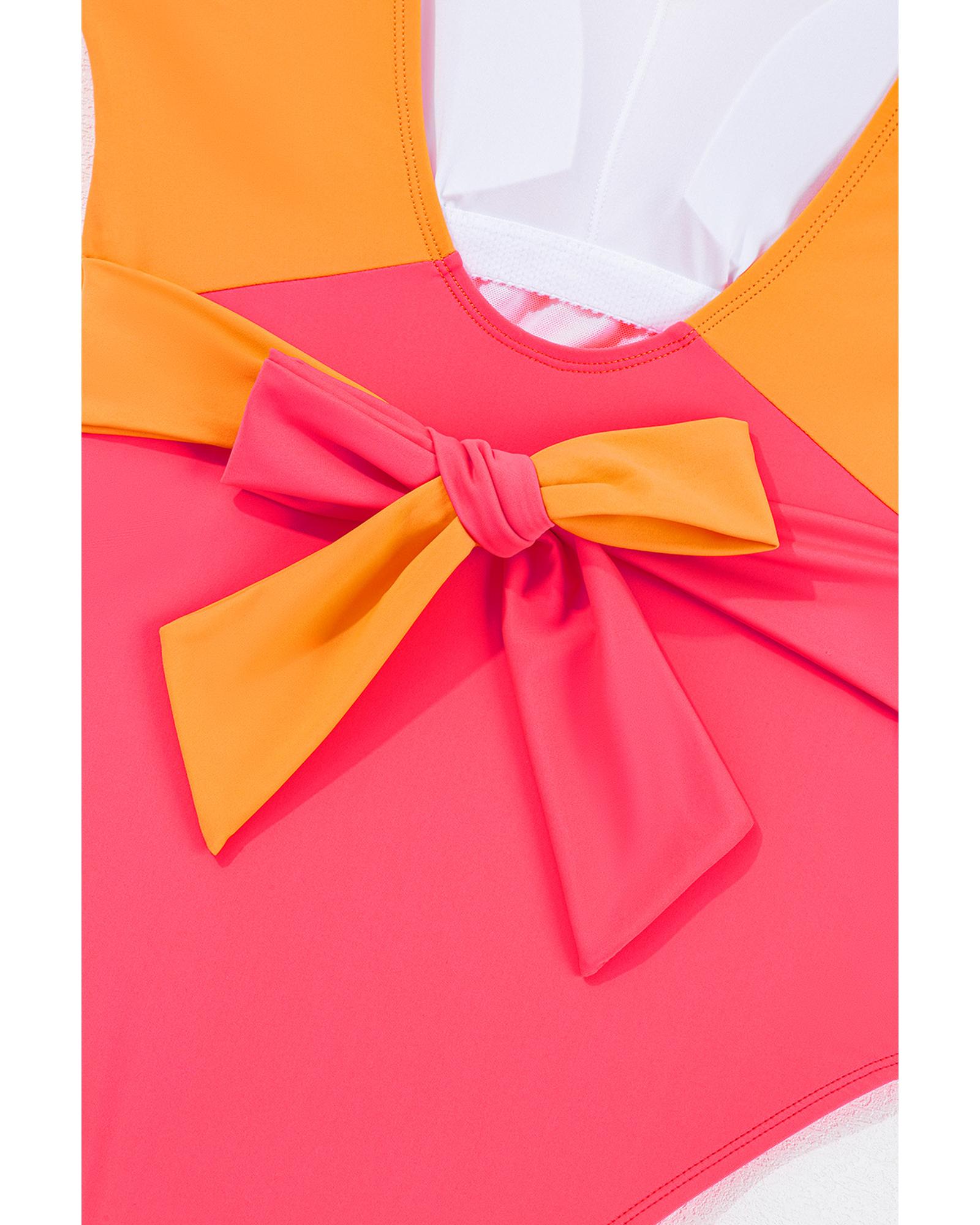 Azura Exchange Vitality Orange Color Block Ruffled Knotted Backless One Piece - Bild 35 von 60
