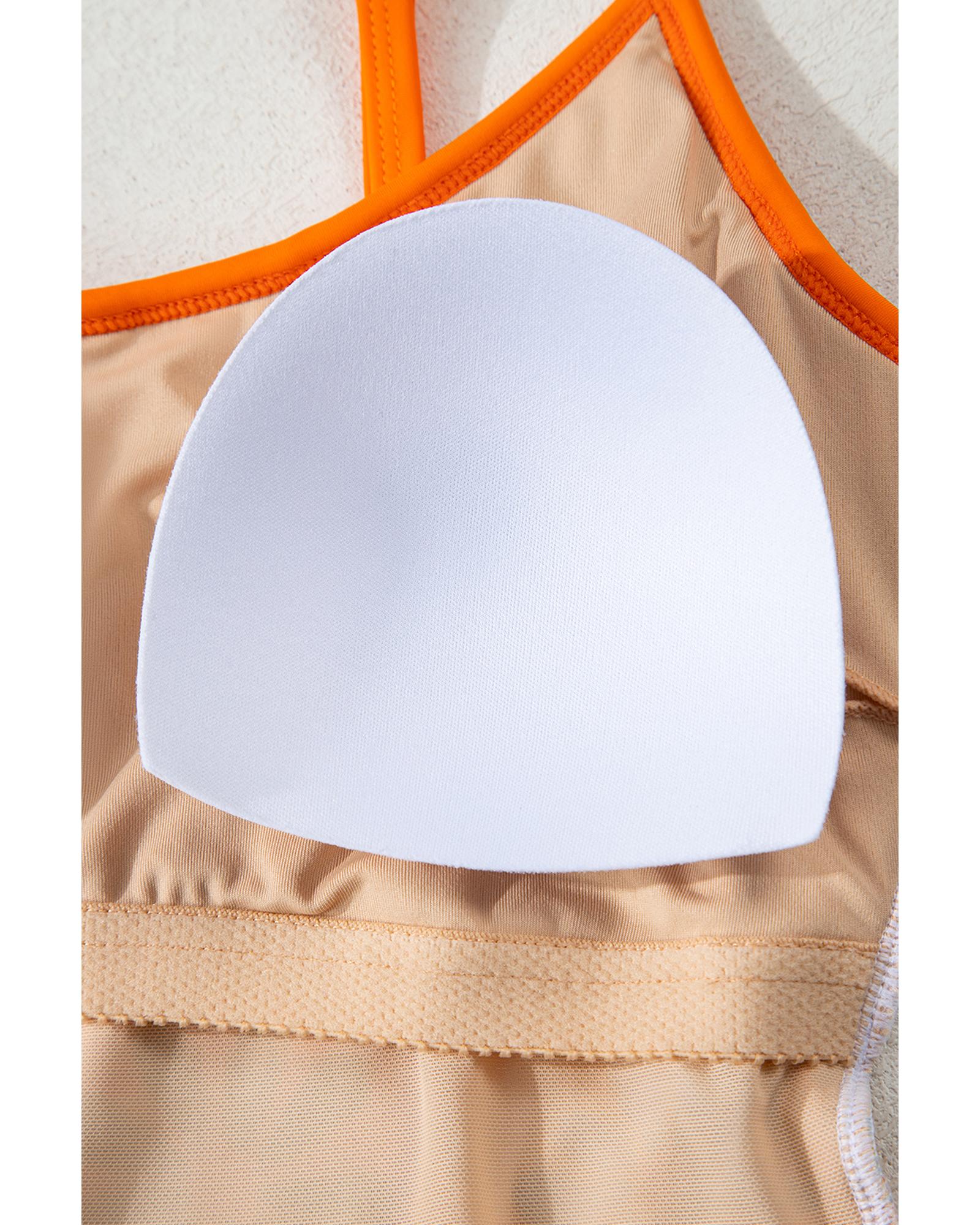 Azura Exchange Orange Floral Colorblock Buttoned Decor Front Spaghetti Straps - Picture 27 of 63