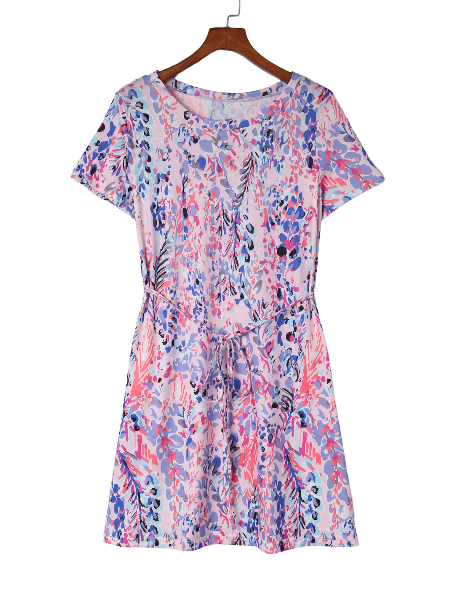 Floral Print Lace-up Mini Dress - Multicolor | eBay