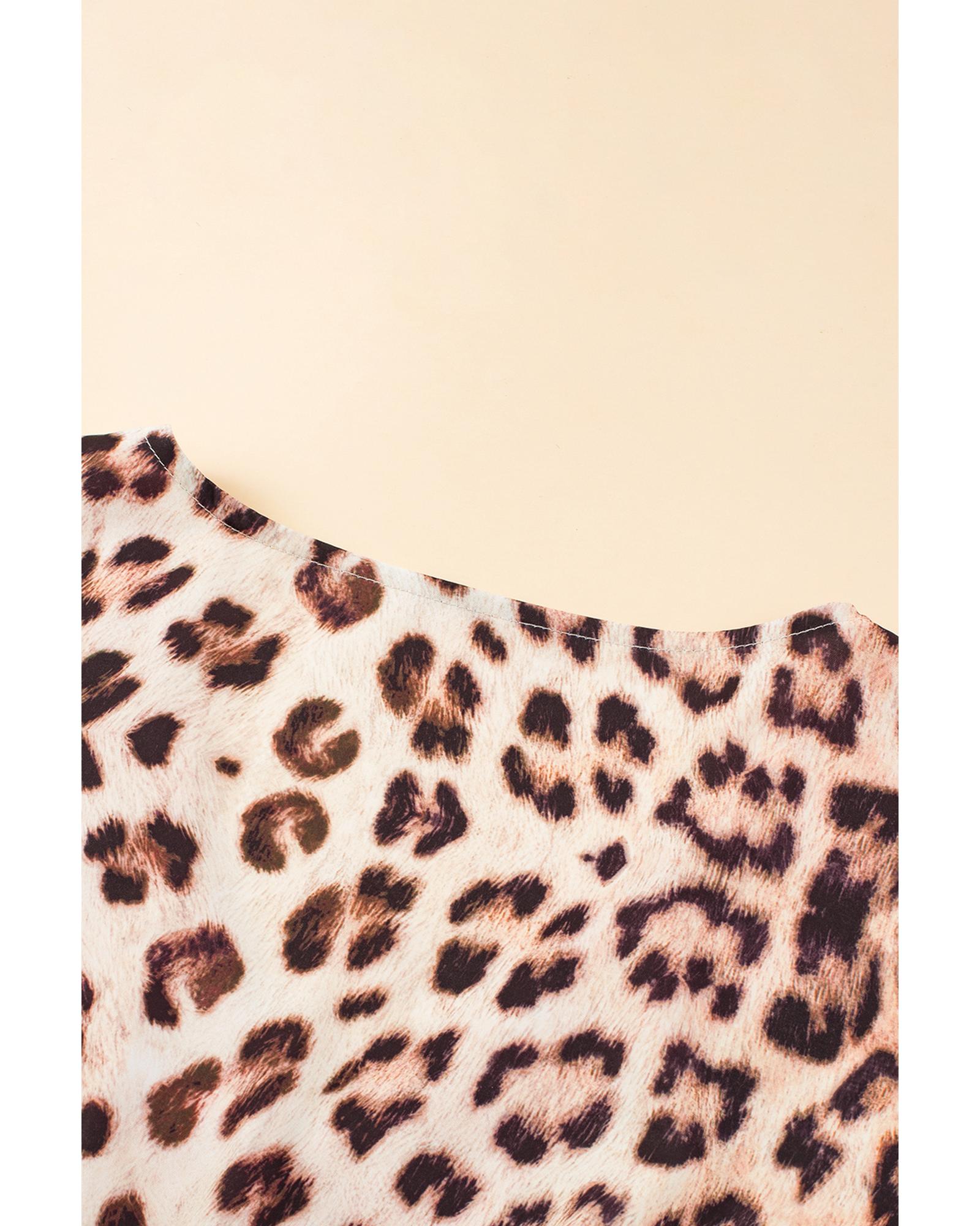 Azura Exchange Bright Pink Leopard Colorblock Patchwork Bubble Sleeve Maxi Dress - Picture 17 of 44