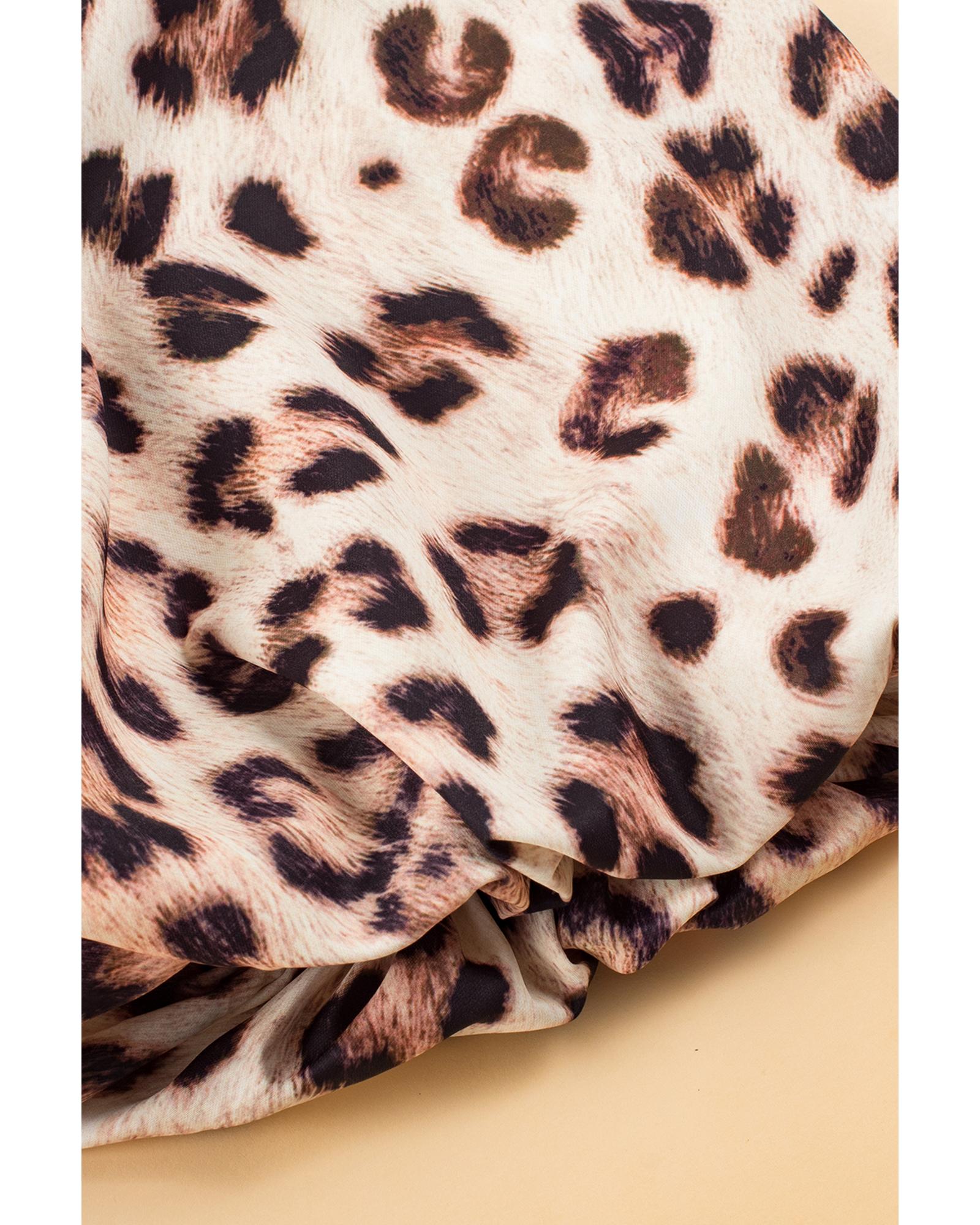 Azura Exchange Bright Pink Leopard Colorblock Patchwork Bubble Sleeve Maxi Dress - Picture 20 of 44