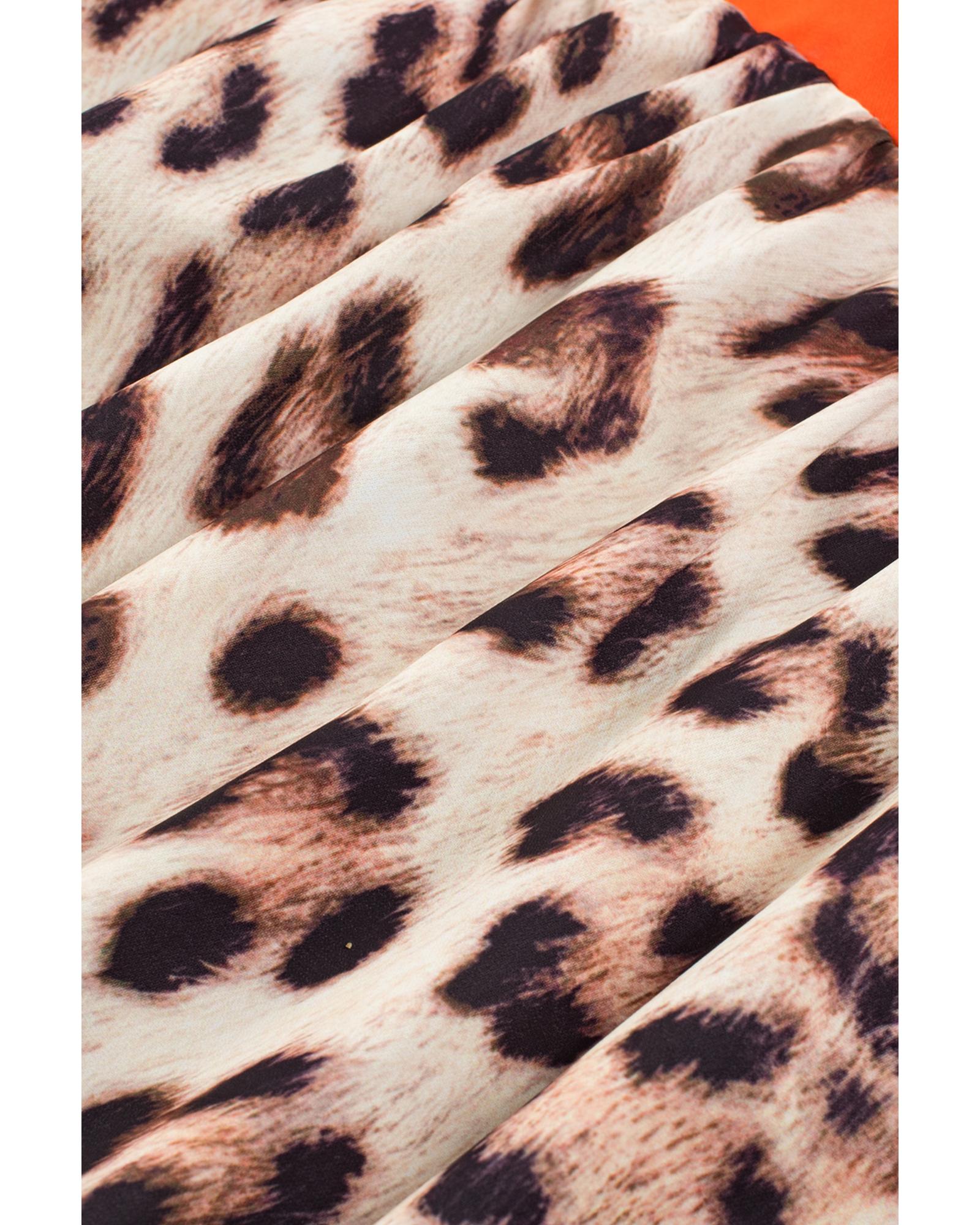 Azura Exchange Bright Pink Leopard Colorblock Patchwork Bubble Sleeve Maxi Dress - Picture 21 of 44