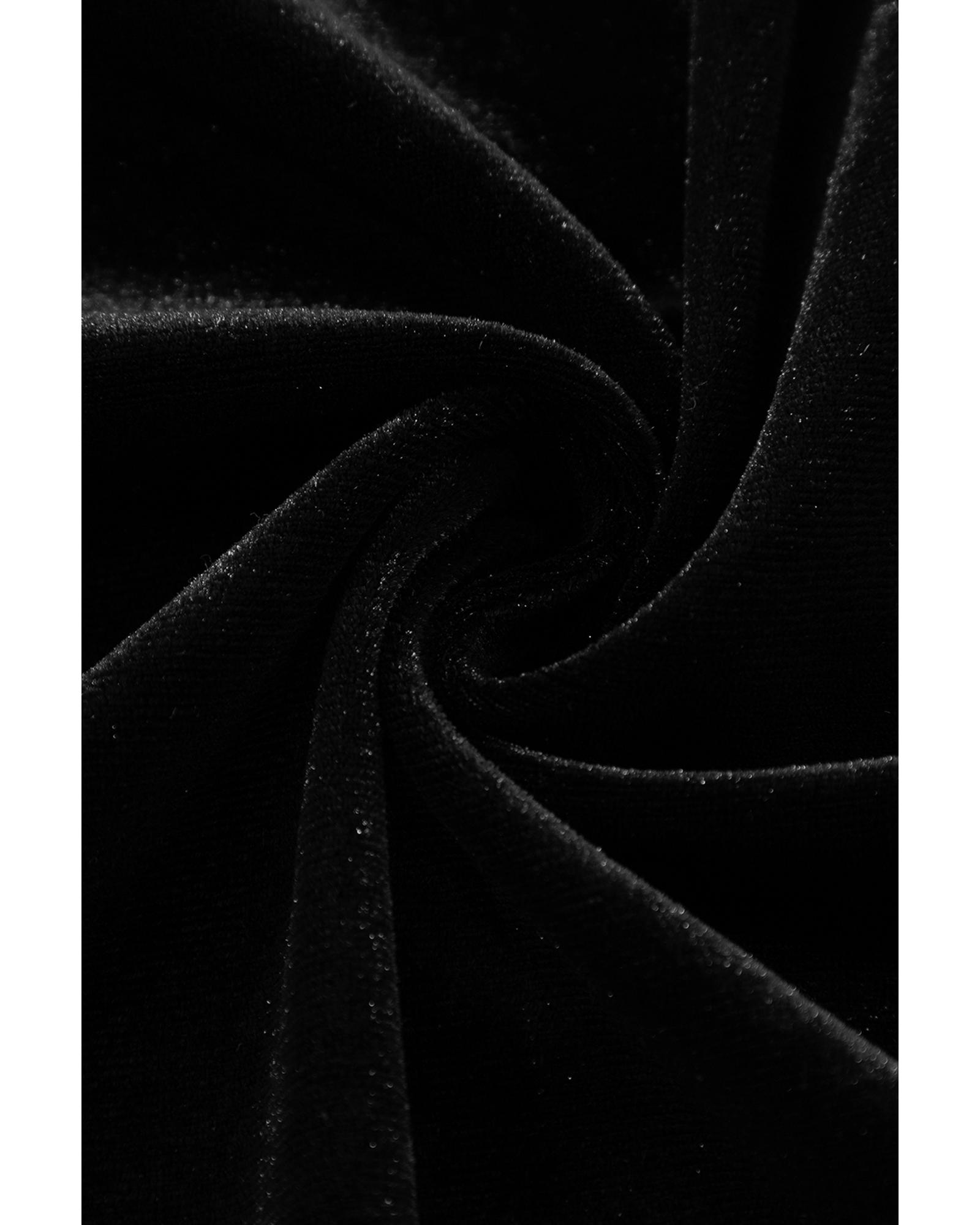 Azura Exchange Black Velvet Buttoned Puff Sleeve V Neck Split Midi Dress Women - Picture 36 of 48