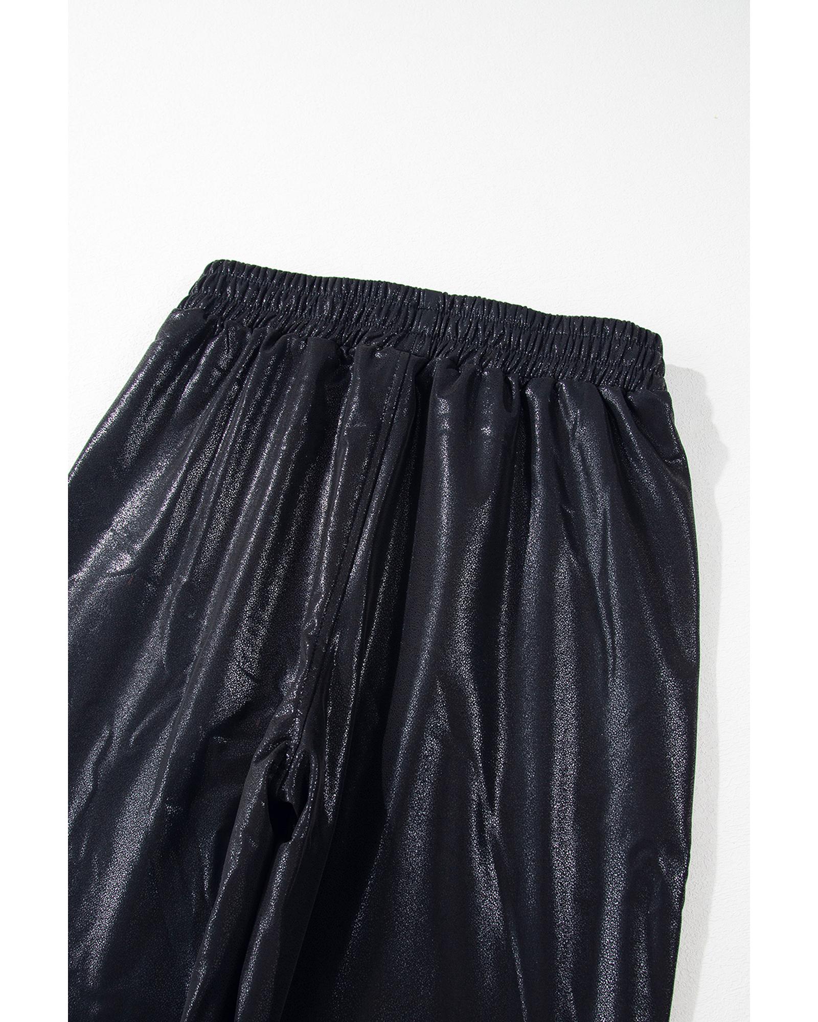 Azura Exchange Black Elastic Waist Pocketed Pebble Joggers Women Pants - Imagen 23 de 48