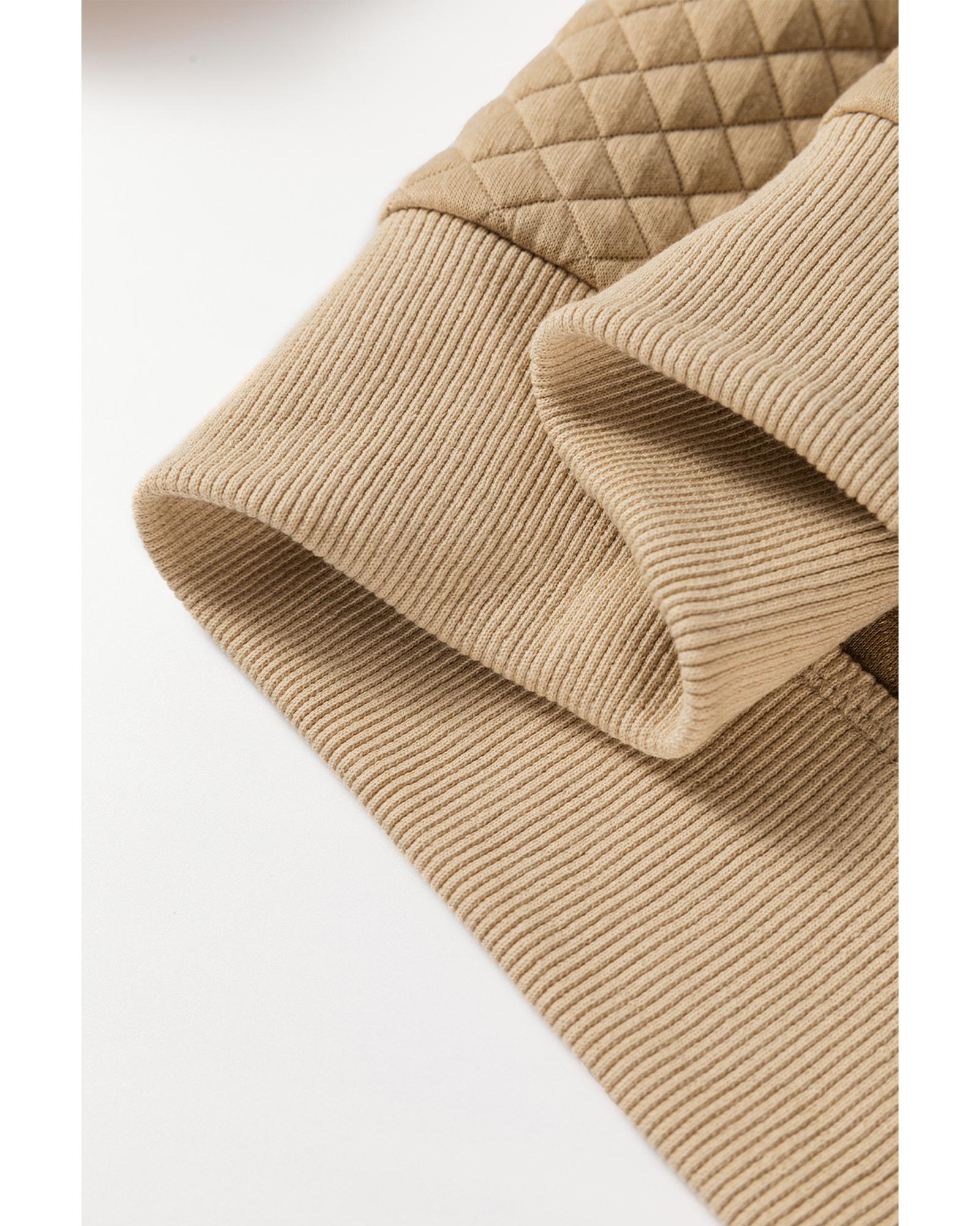 Azura Exchange Pale Khaki Solid Geometric Textured Baseball Collar Jacket Women - Picture 20 of 36