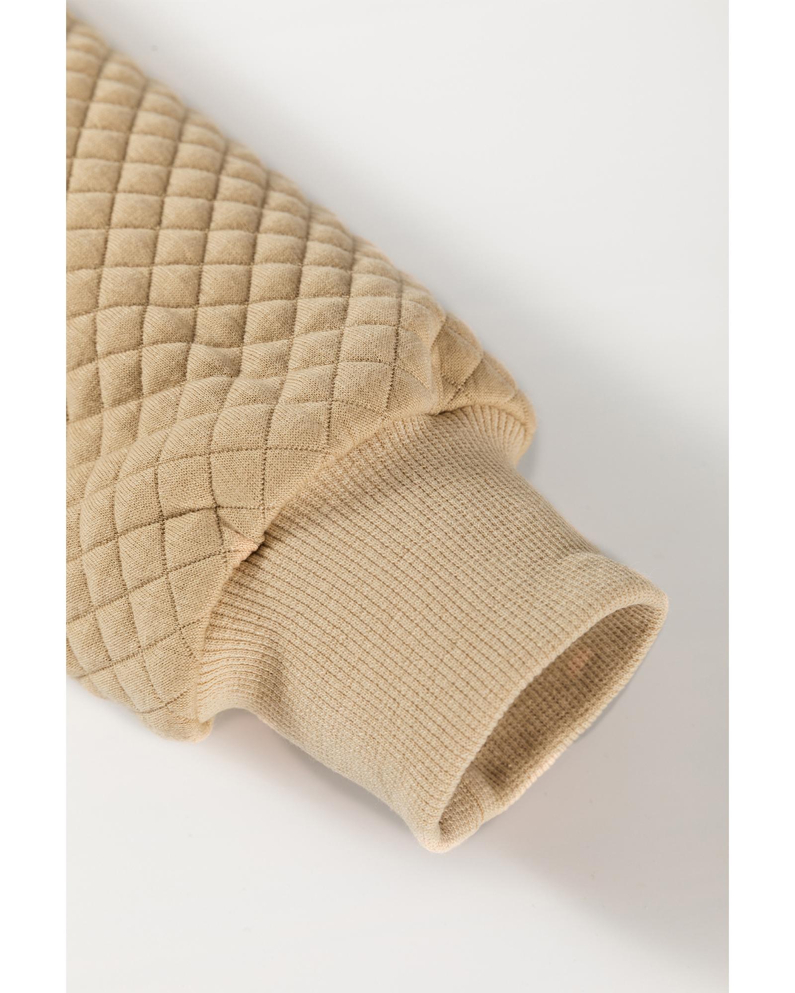 Azura Exchange Pale Khaki Solid Geometric Textured Baseball Collar Jacket Women - Picture 30 of 36