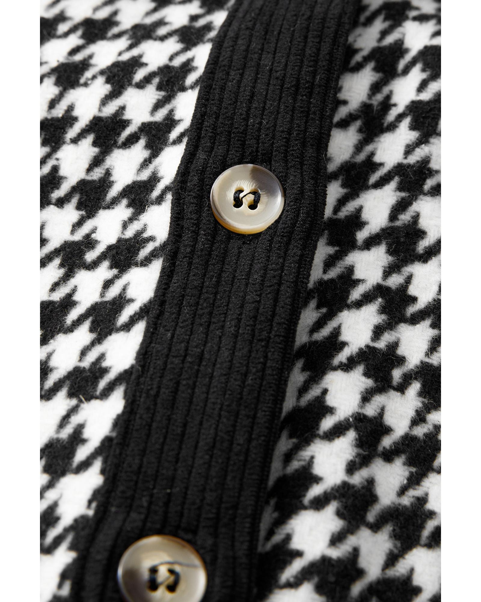 Azura Exchange Black Houndstooth Corduroy Patchwork Flap Pocket Shacket Women - Picture 34 of 48