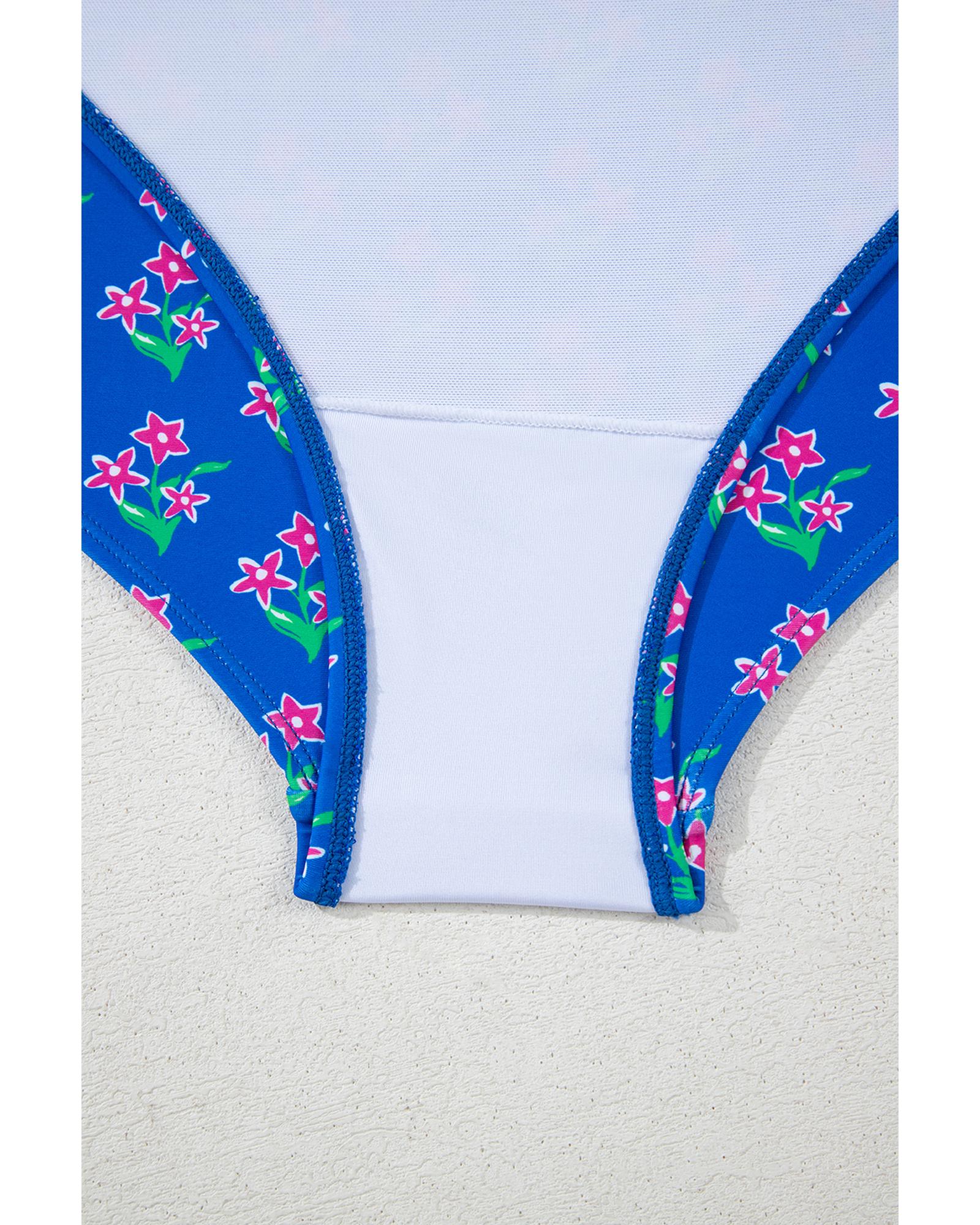 Azura Exchange Blue Fashion Print Tied Straps Crop Vest and High Waist Plus Size - Bild 11 von 12