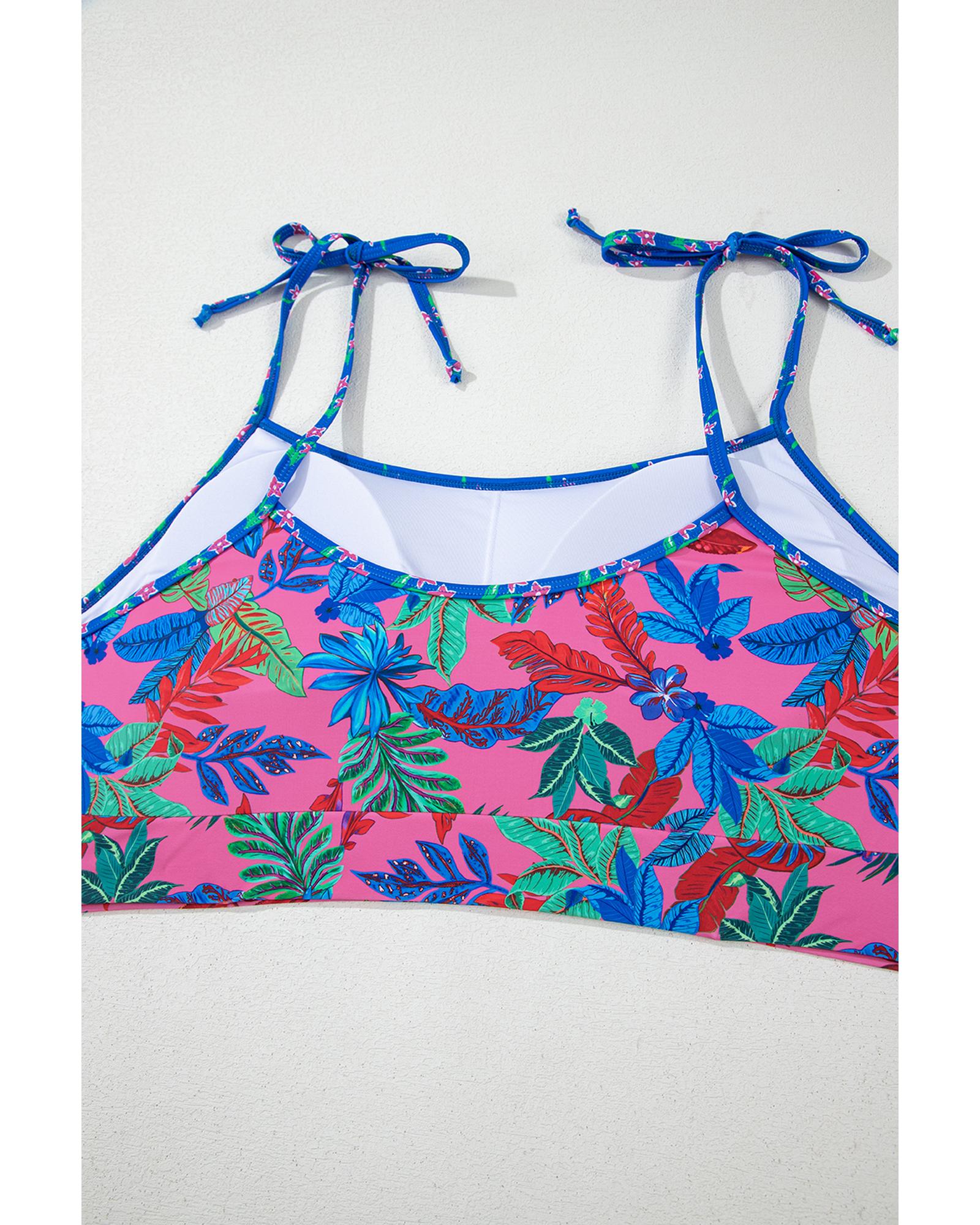 Azura Exchange Blue Fashion Print Tied Straps Crop Vest and High Waist Plus Size - Bild 8 von 12