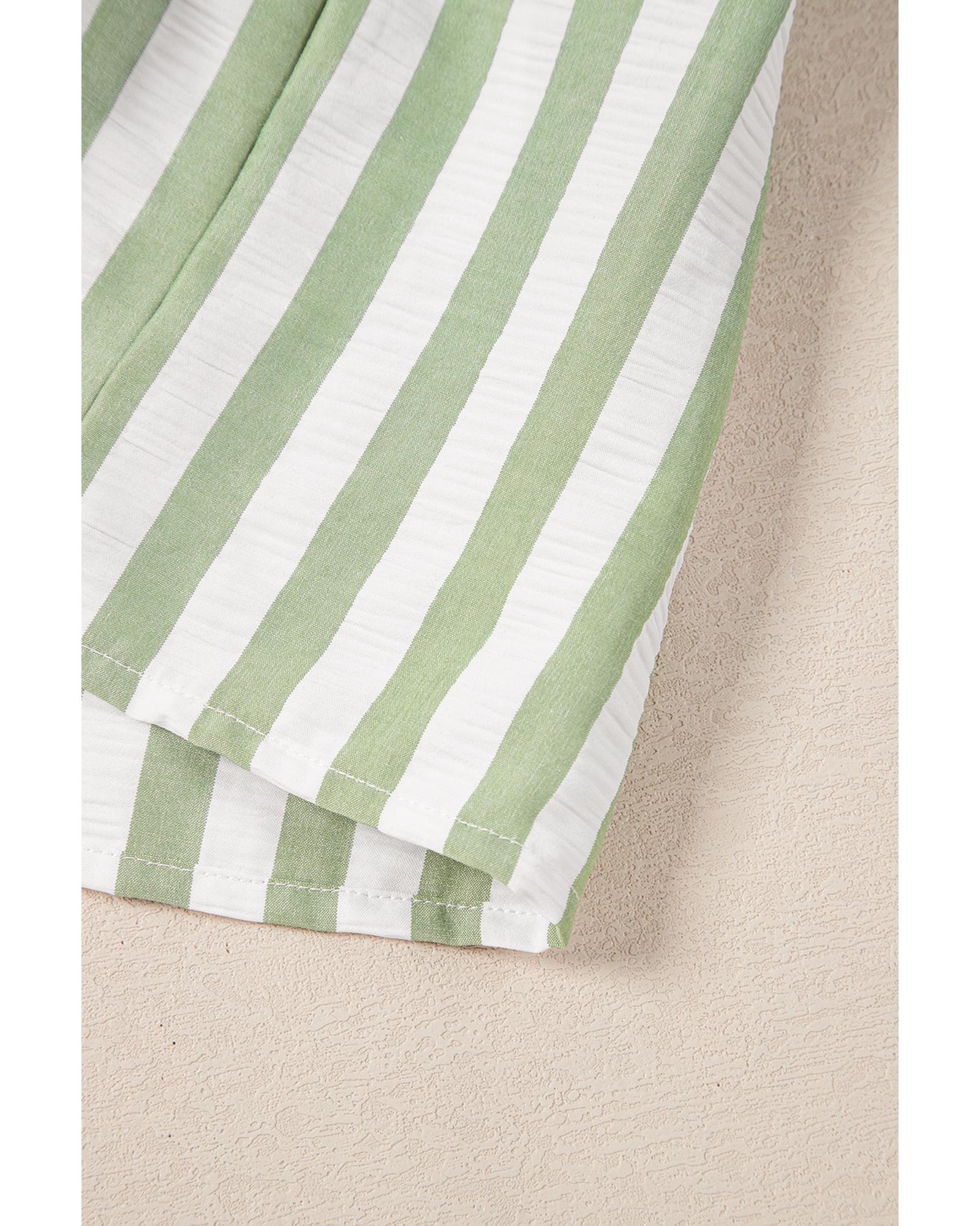 Azura Exchange Green Stripe Bracelet Sleeve Tasseled Tied Neck Tiered Plus Size - Picture 21 of 24