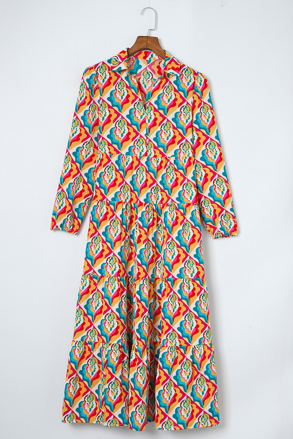 Azura Exchange Abstract Geometric Print Long Sleeve Dress