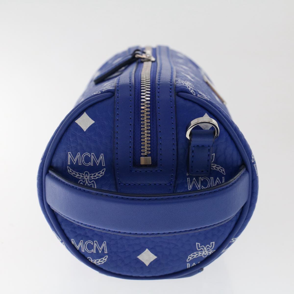 MCM Vicetos Logogram Shoulder Bag PVC Leather Blue Auth 49441
