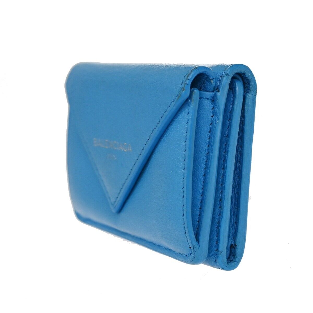 Blue Leather Trifold Wallet