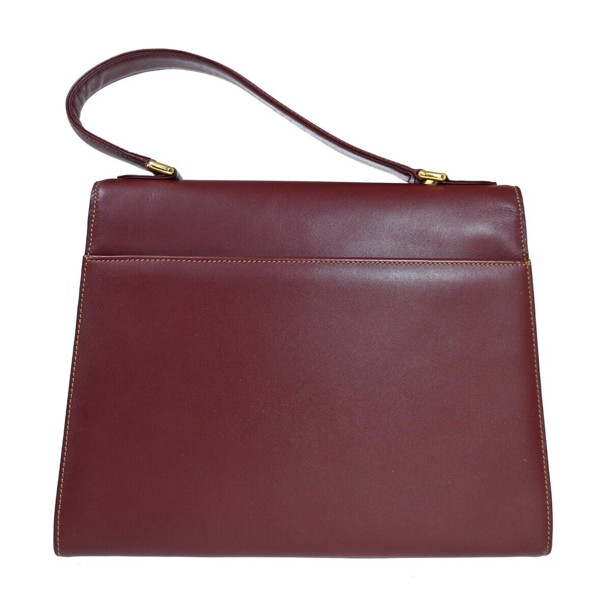 Burgundy Leather Shoulder Bag with Gold Hardware
