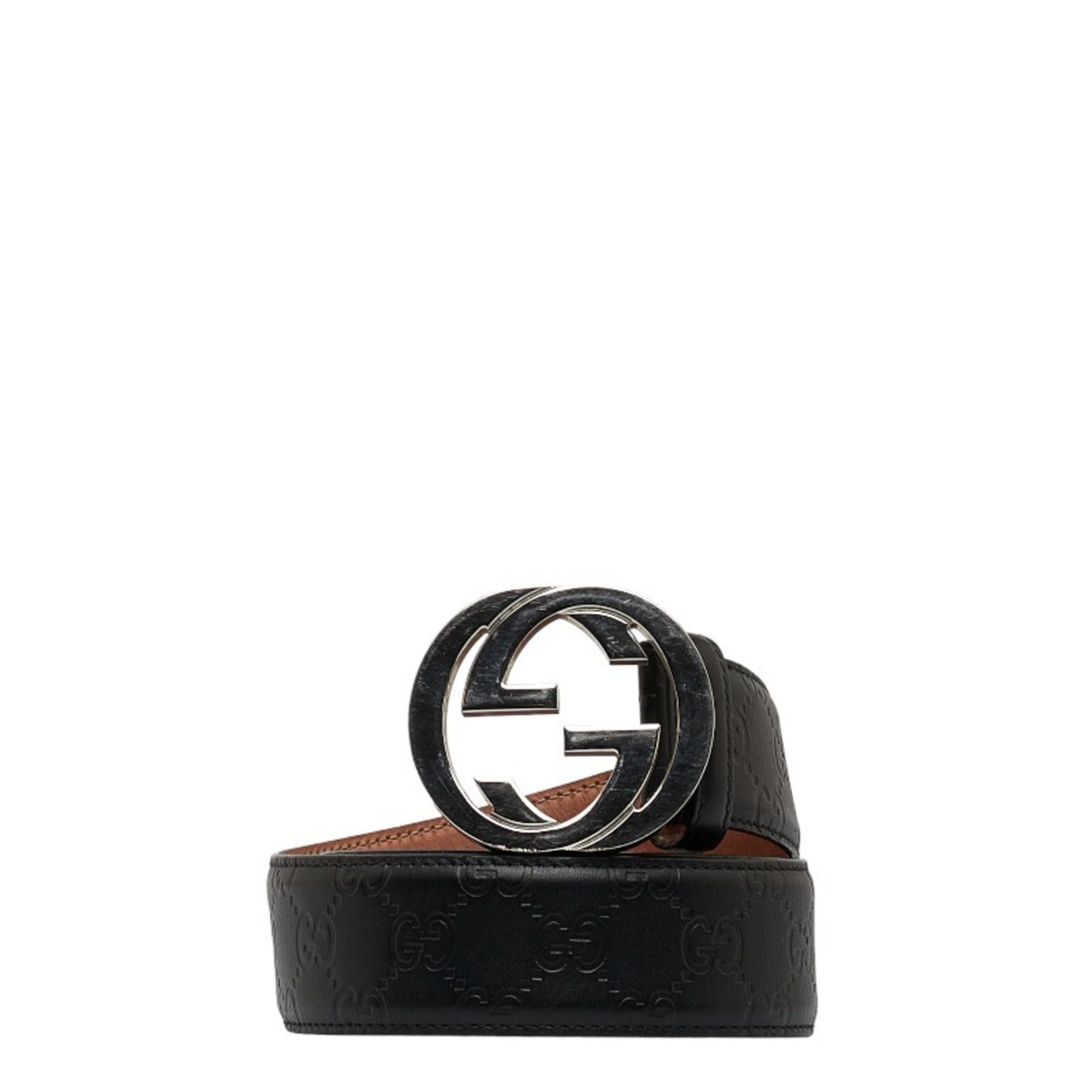 Black Leather Signature Belt for Men