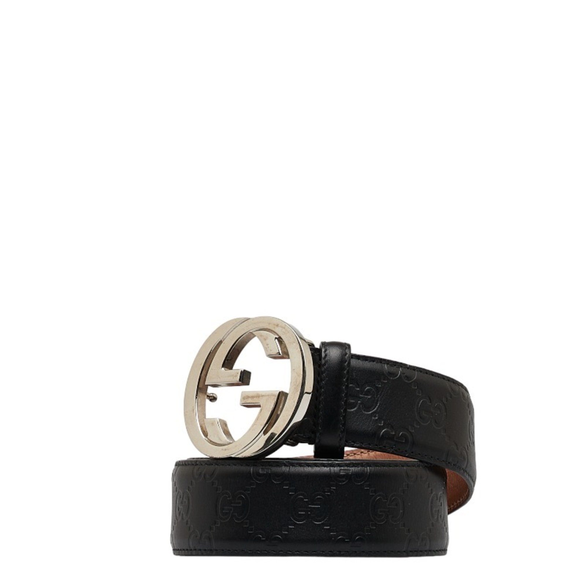 Black Leather Signature Belt for Men