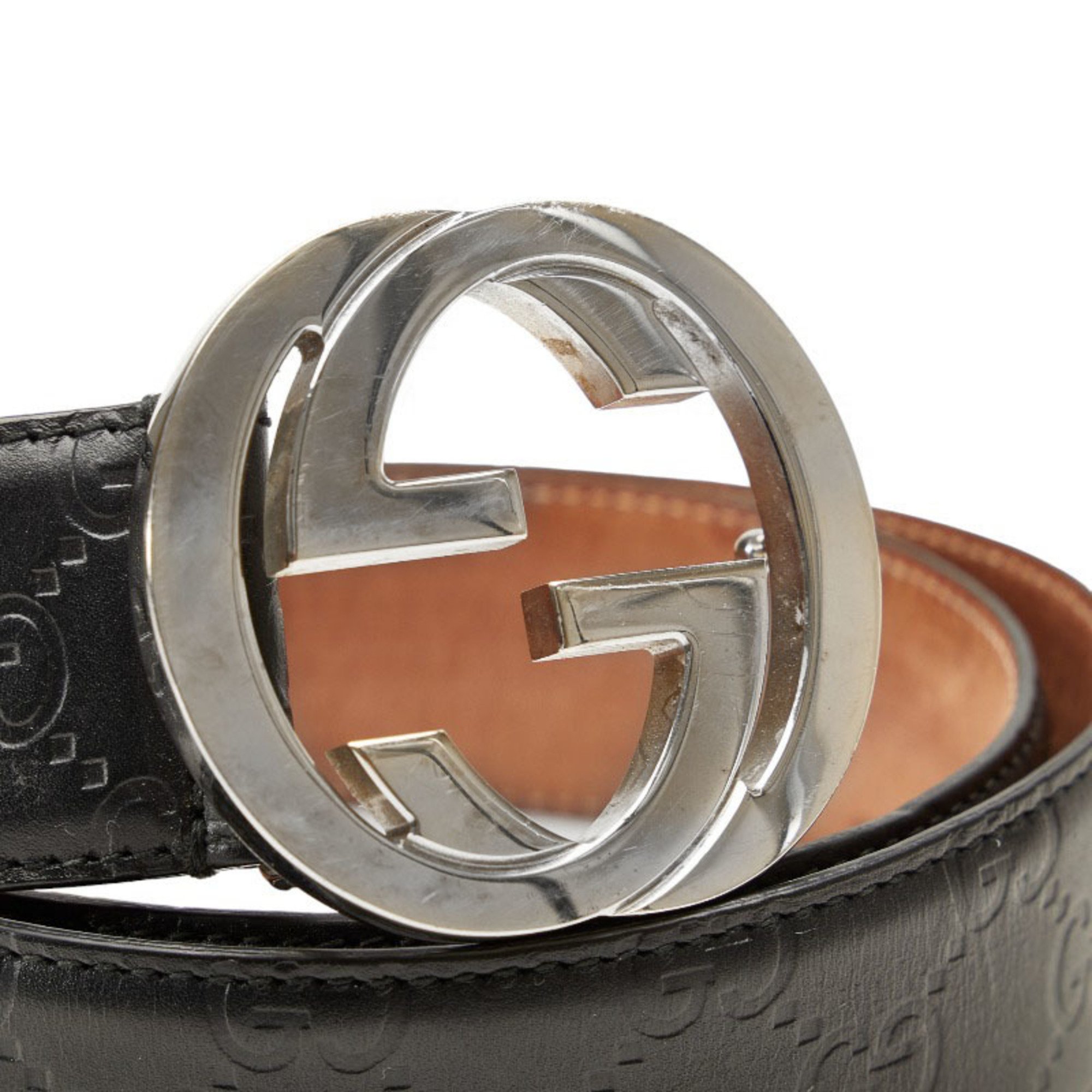 Black Leather Signature Belt for Men