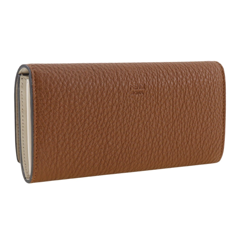 Luxury Brown Leather Long Wallet with Silver Accents