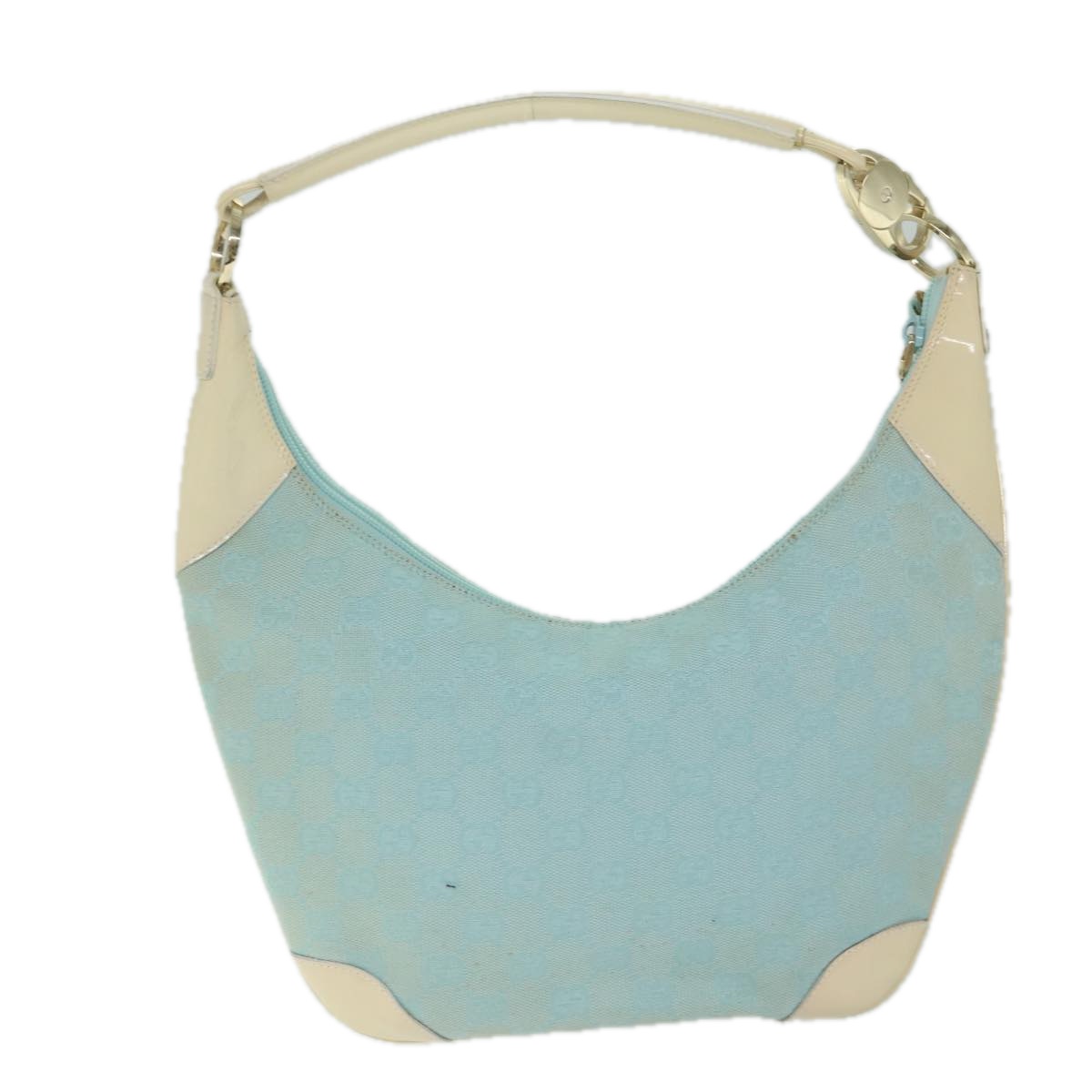 Blue Canvas Shoulder Bag with Metal Fittings