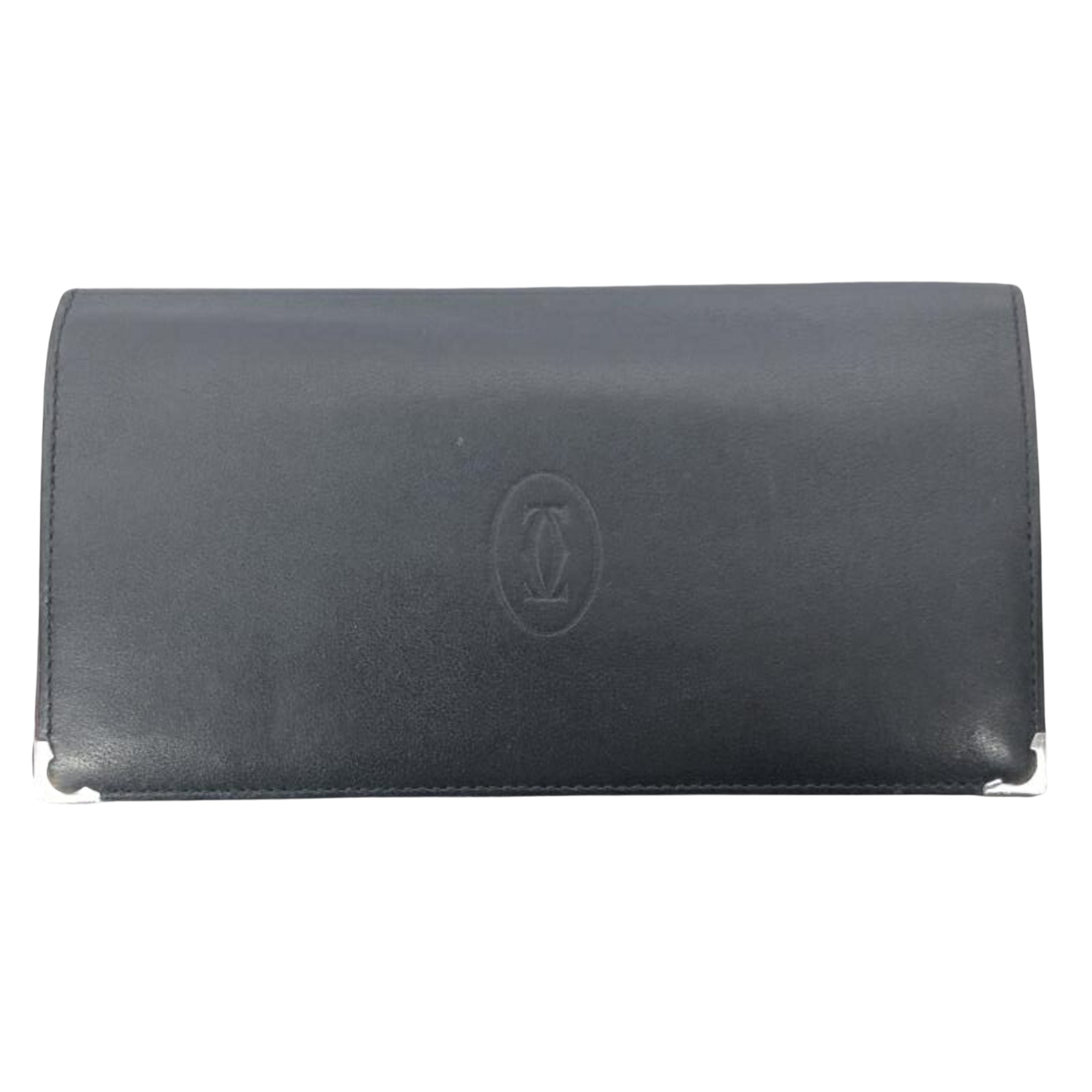Elegant Black Leather Long Wallet