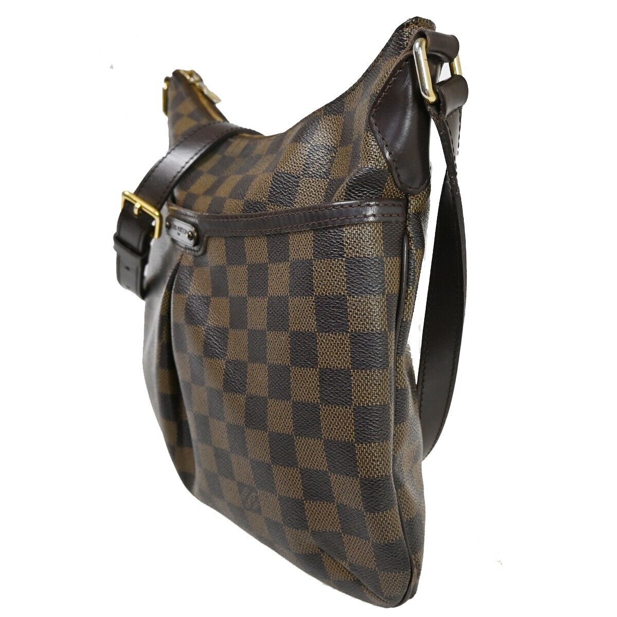 Damier Ebene Leather Shoulder Bag with Luxurious Trim