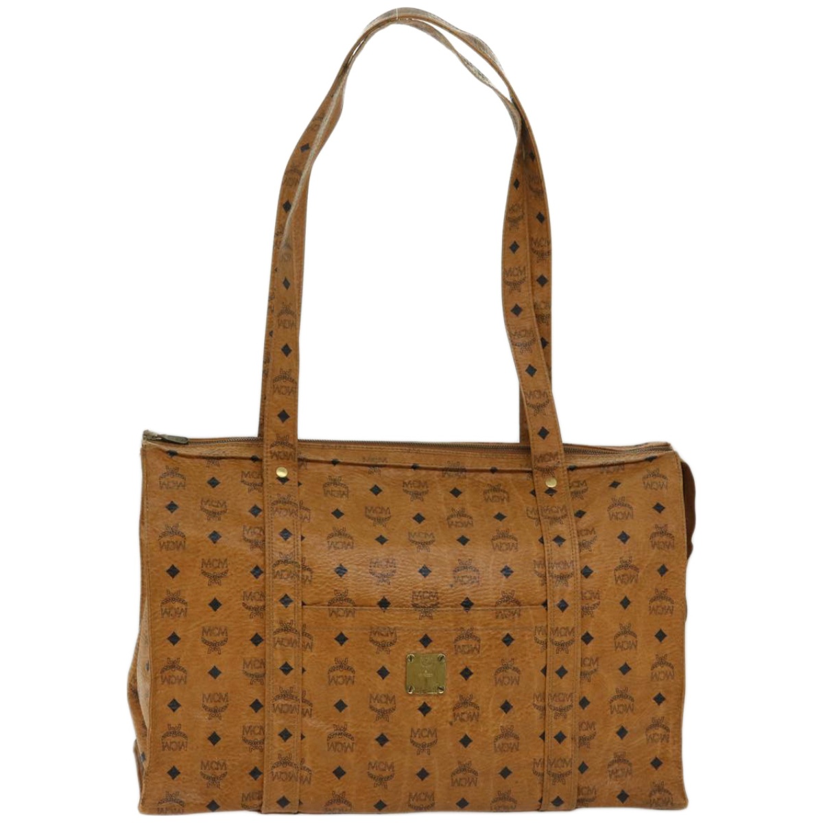 German-Made Brown Canvas Tote Bag with PVC Leather Design
