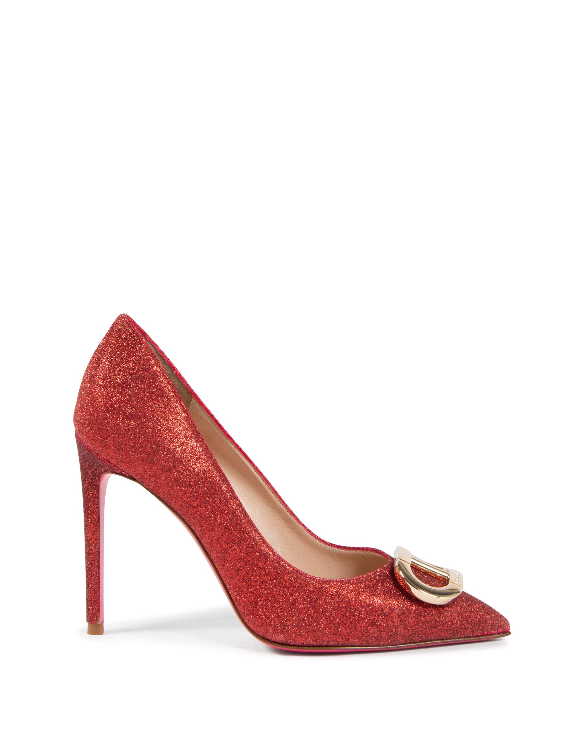 Pre-owned Dee Ocleppo Damen Glitter Logo Pumps In Rot