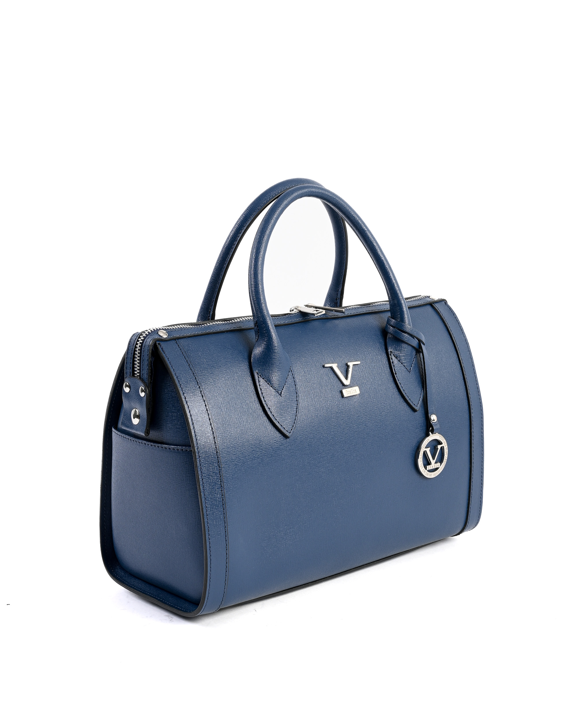 Blue Saffiano Leather Handbag