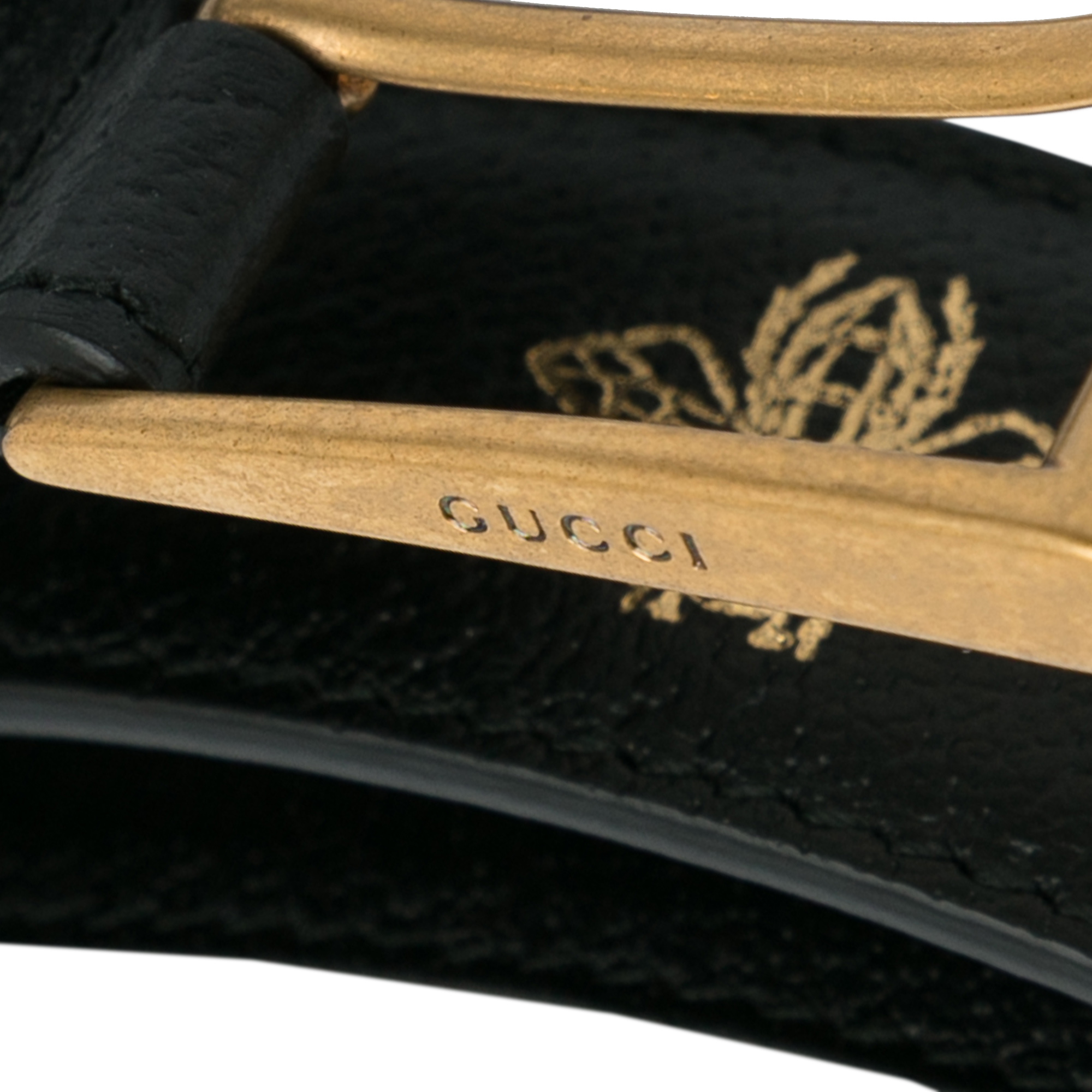 Printed Leather Belt with Gold-tone Buckle