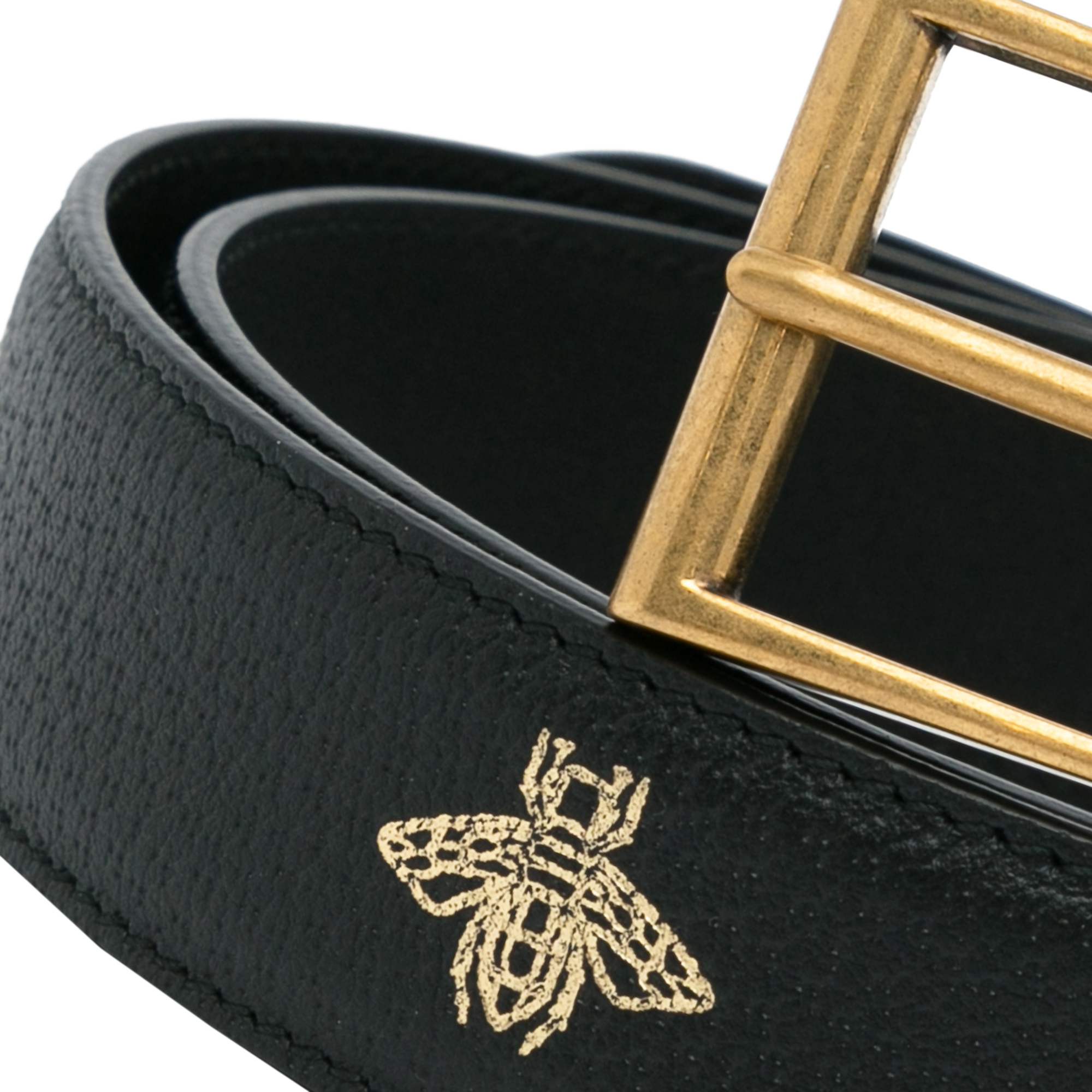 Printed Leather Belt with Gold-tone Buckle