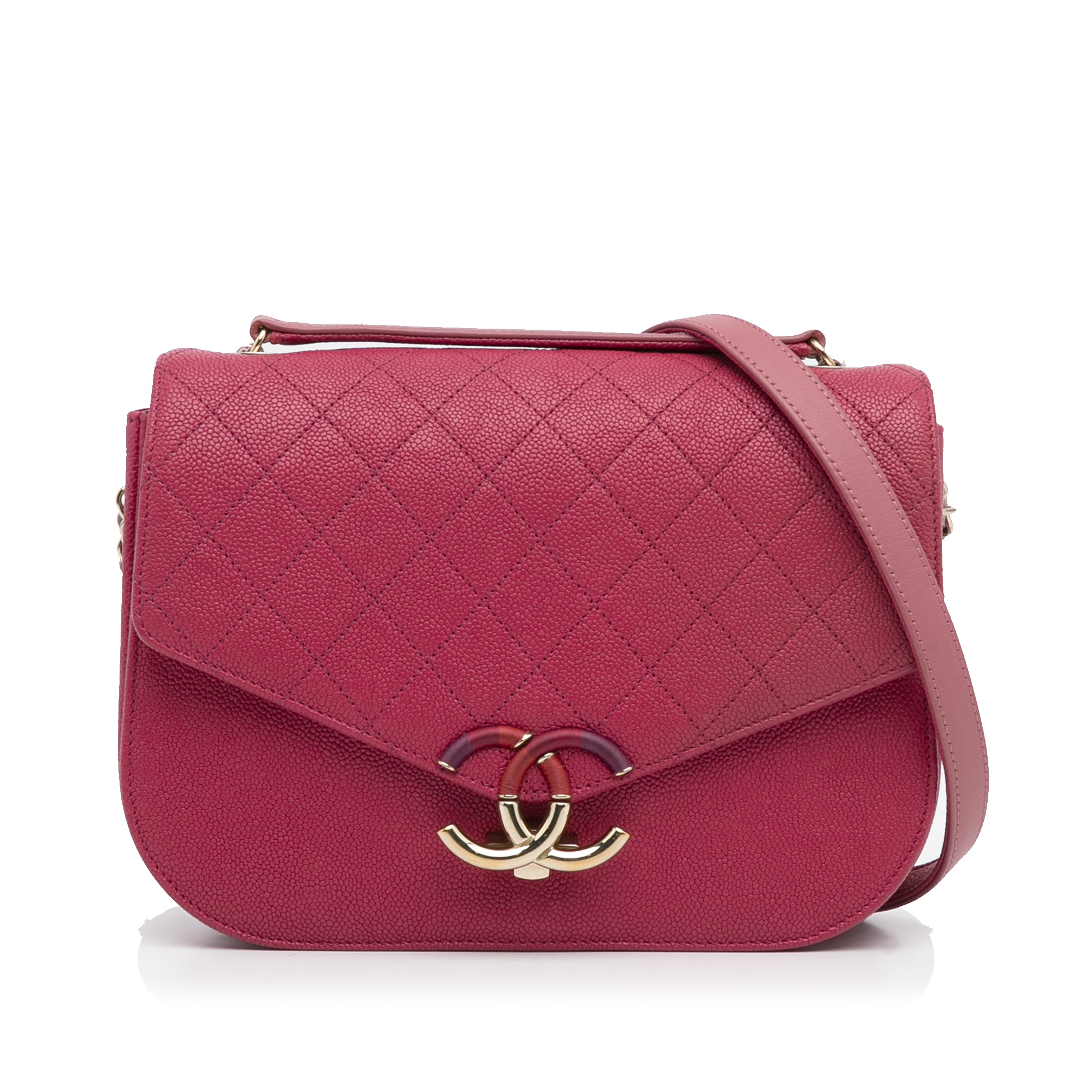 Quilted Leather Satchel with Metal Closure