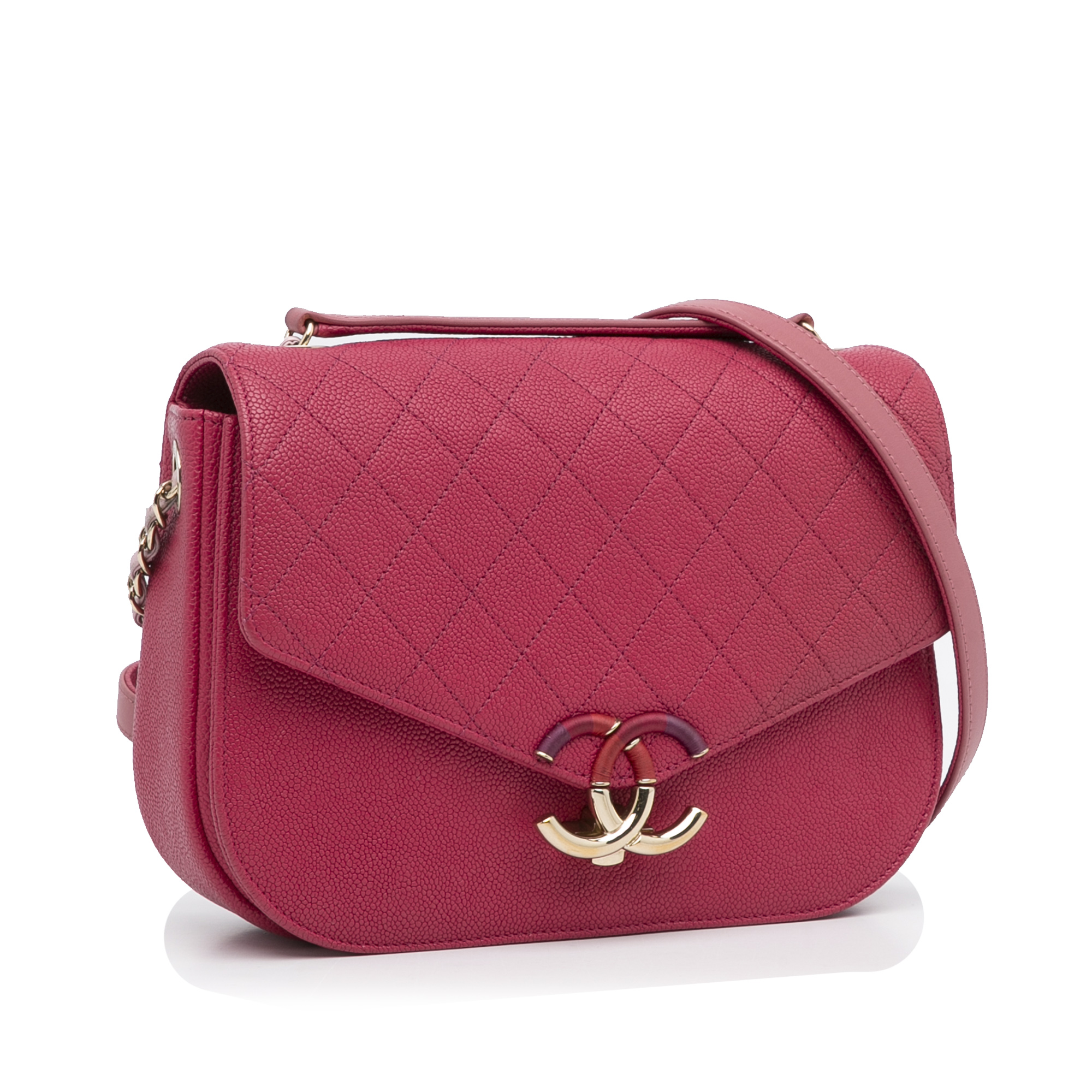 Quilted Leather Satchel with Metal Closure