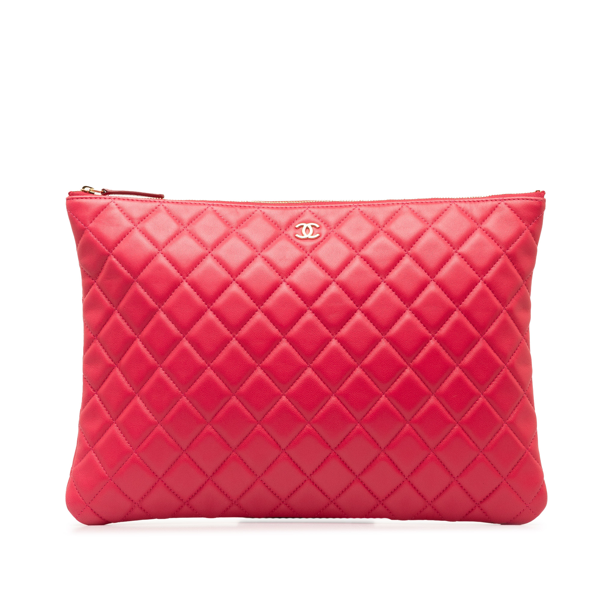 Luxury Quilted Leather Zipper Clutch