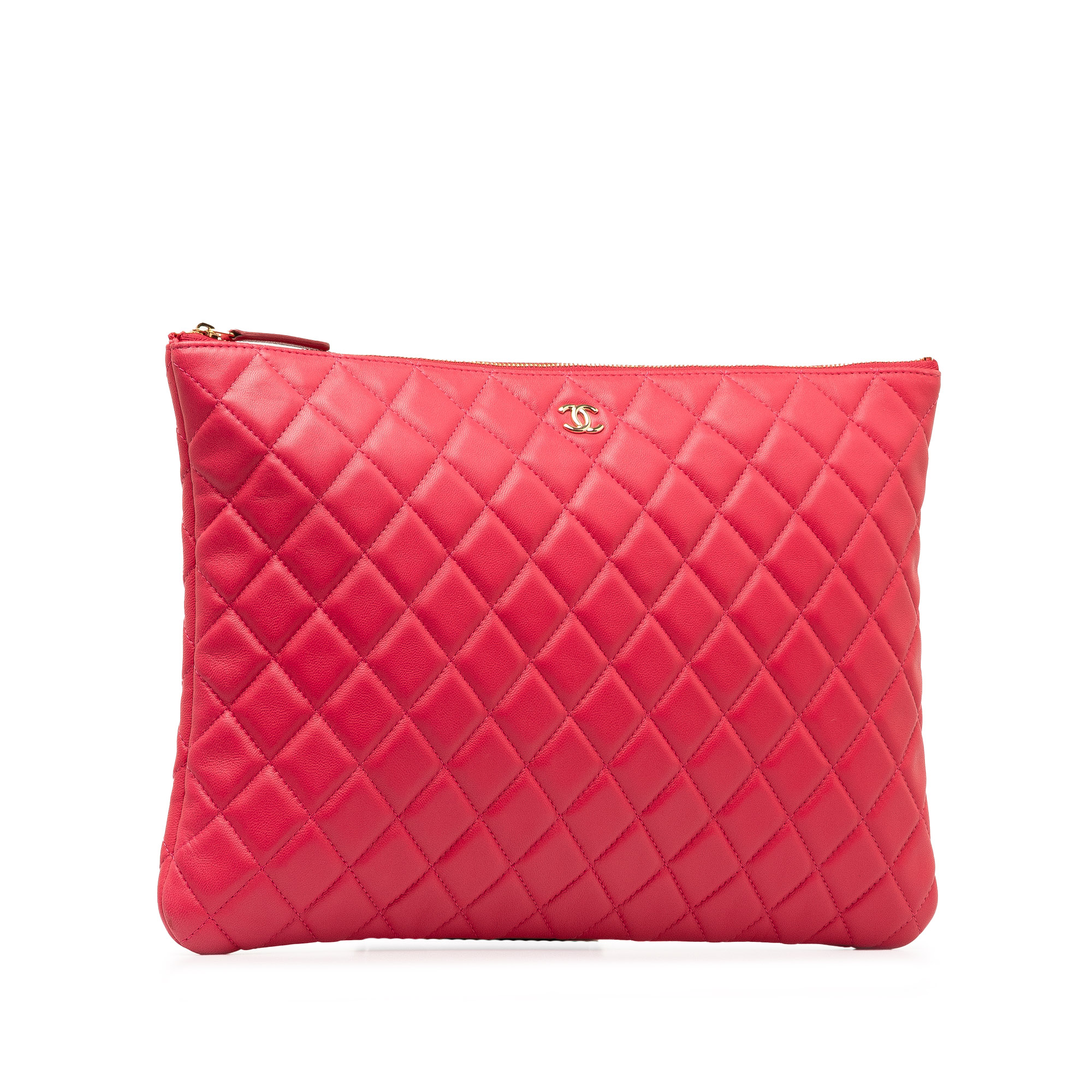 Luxury Quilted Leather Zipper Clutch