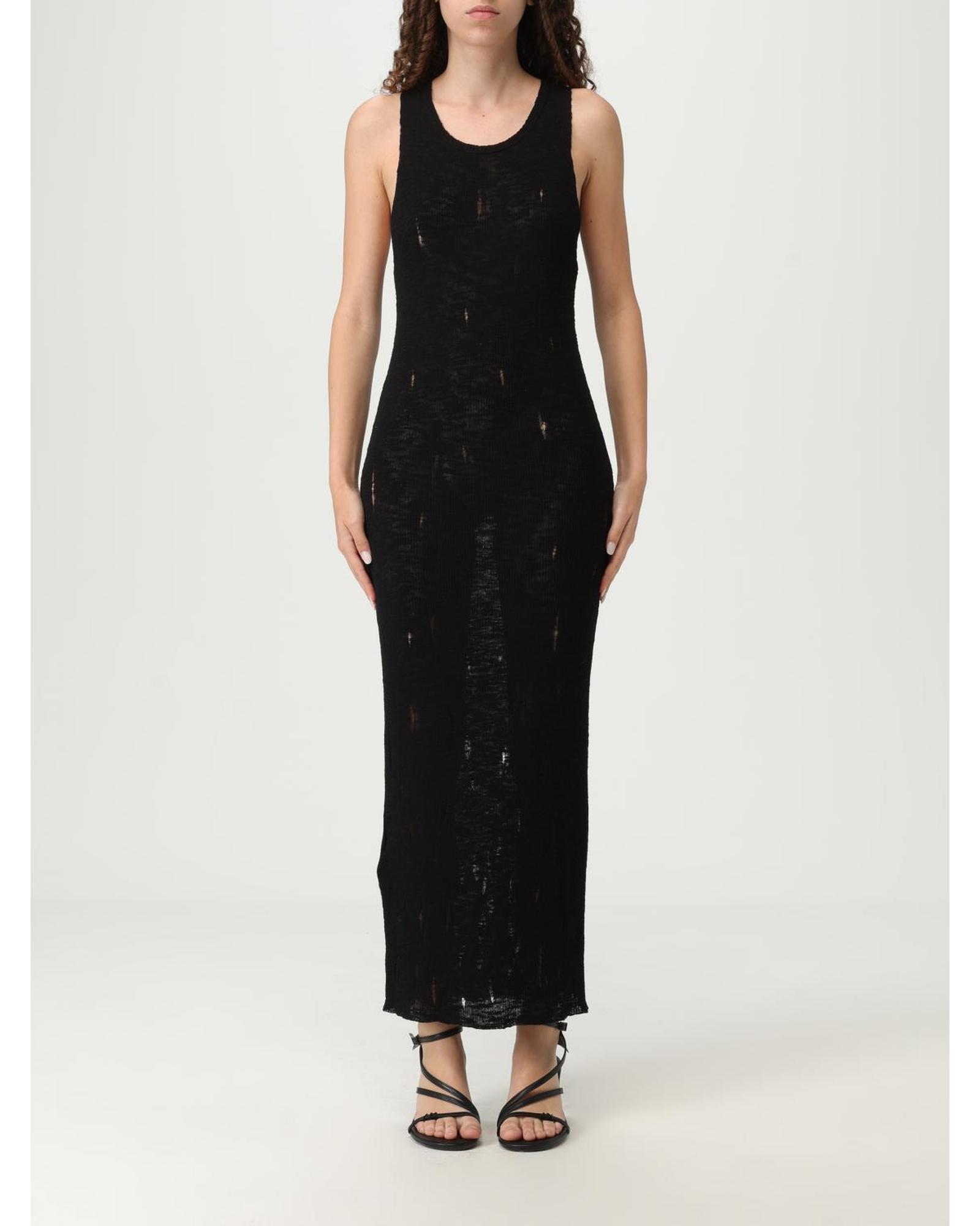 Maxi Vestido Pinko Tejido Detalle Envejecido Mujer Vestidos Negros - Imagen 8 de 10