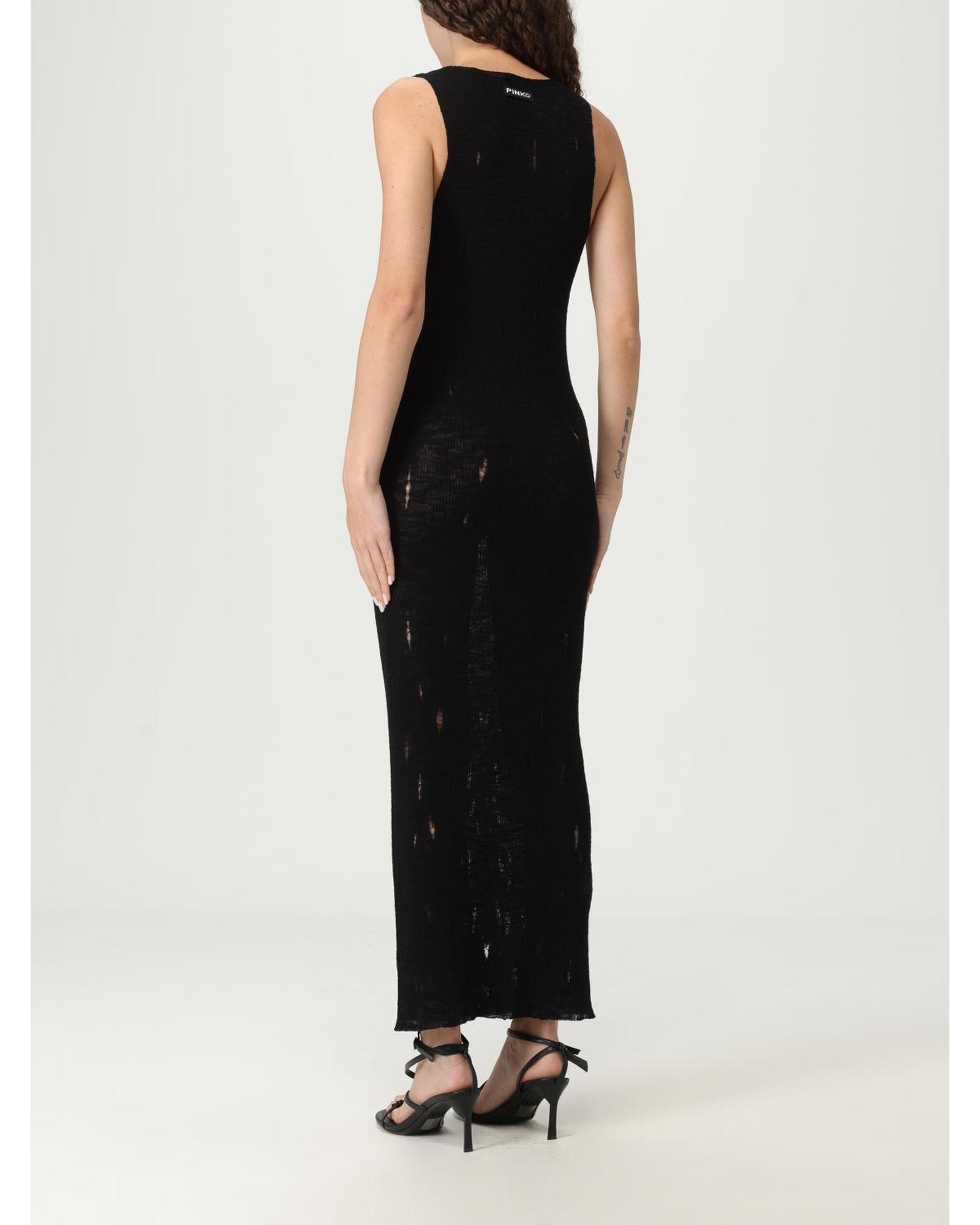 Maxi Vestido Pinko Tejido Detalle Envejecido Mujer Vestidos Negros - Imagen 9 de 10