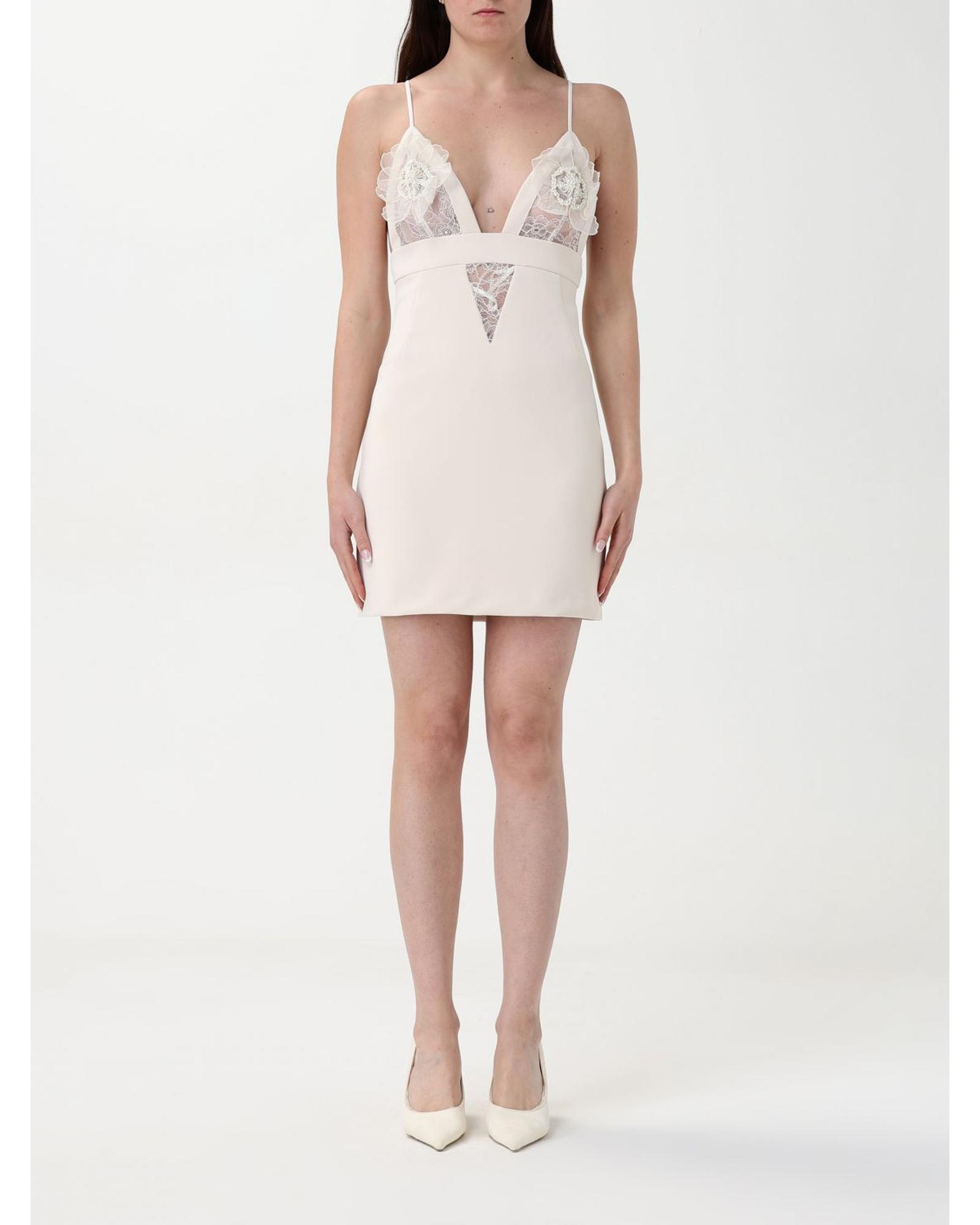 Elisabetta Franchi Lace Mini Dress with Floral Appliqus Women Butter Dresses - Picture 8 of 10
