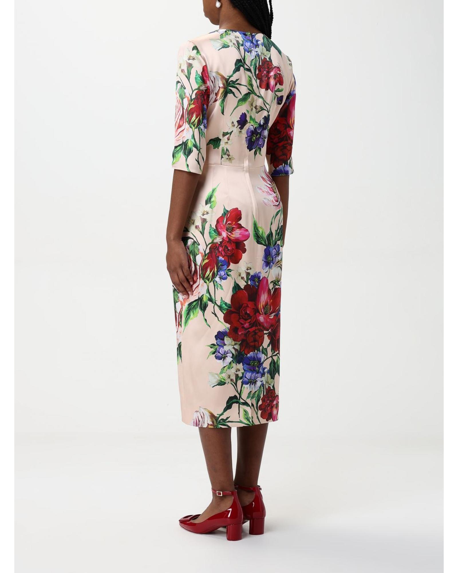 Dolce & Gabbana Floral Print Midi Dress Women Pink Dresses - Picture 7 of 17