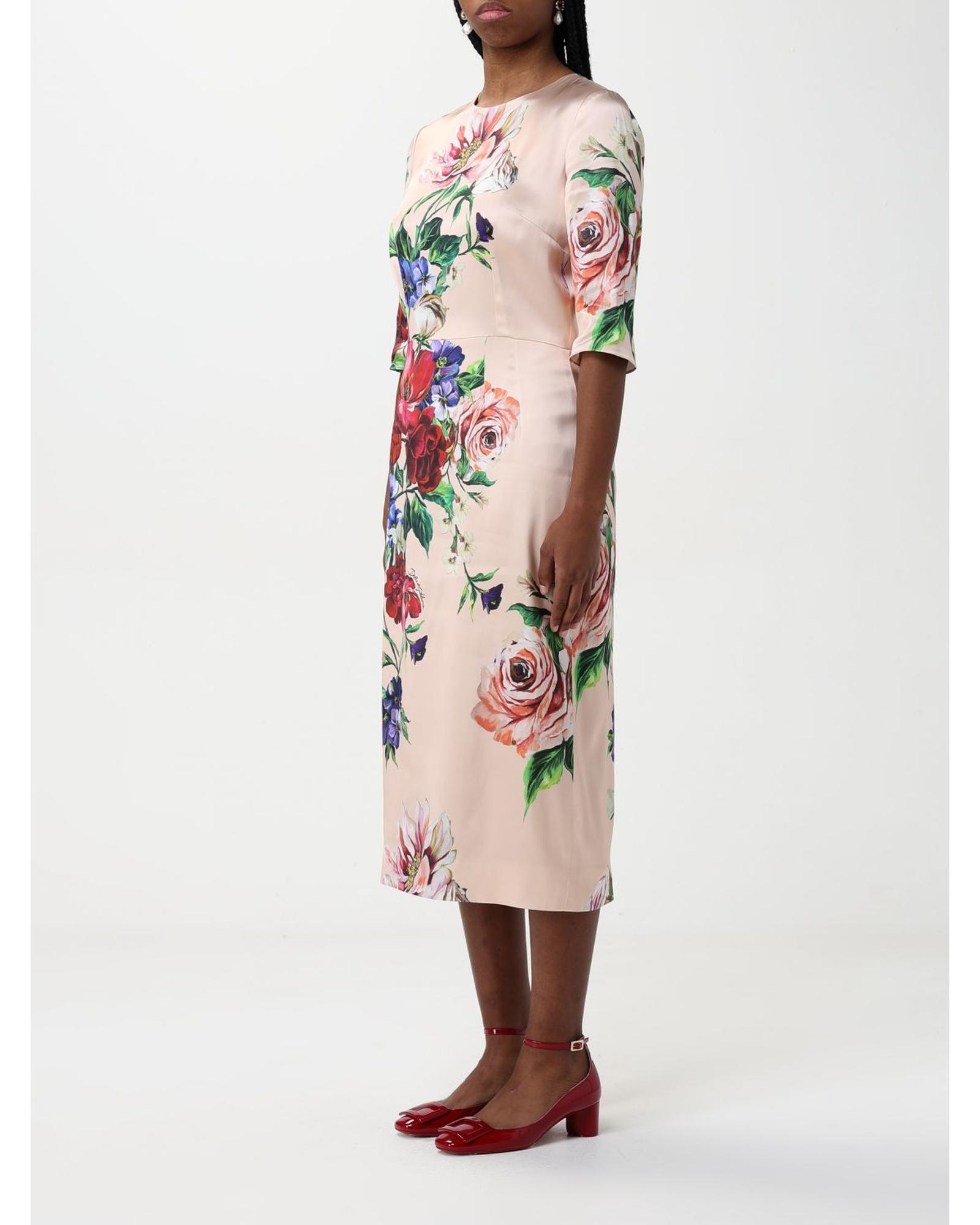 Dolce & Gabbana Floral Print Midi Dress Women Pink Dresses - Picture 8 of 17