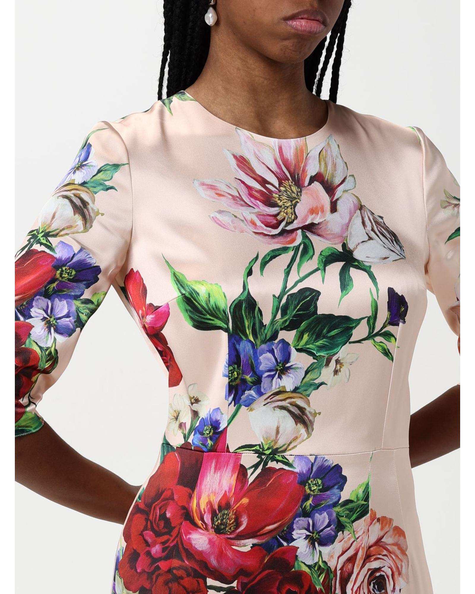 Dolce & Gabbana Floral Print Midi Dress Women Pink Dresses - Picture 9 of 17