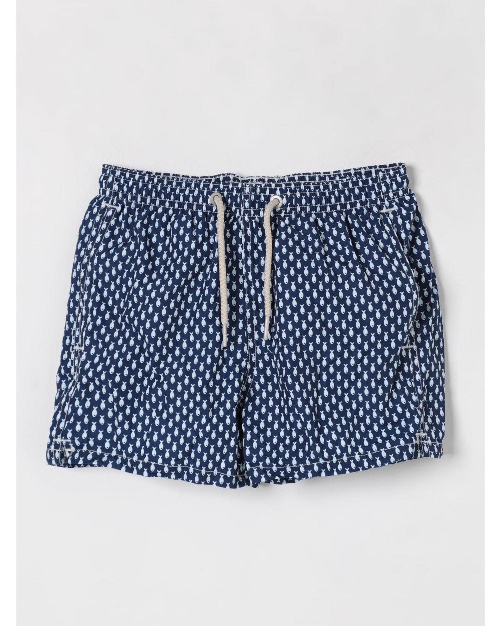 Mc2 Saint Barth Fish Print Swim Trunks Kids Blue Swimwear - Picture 16 of 18