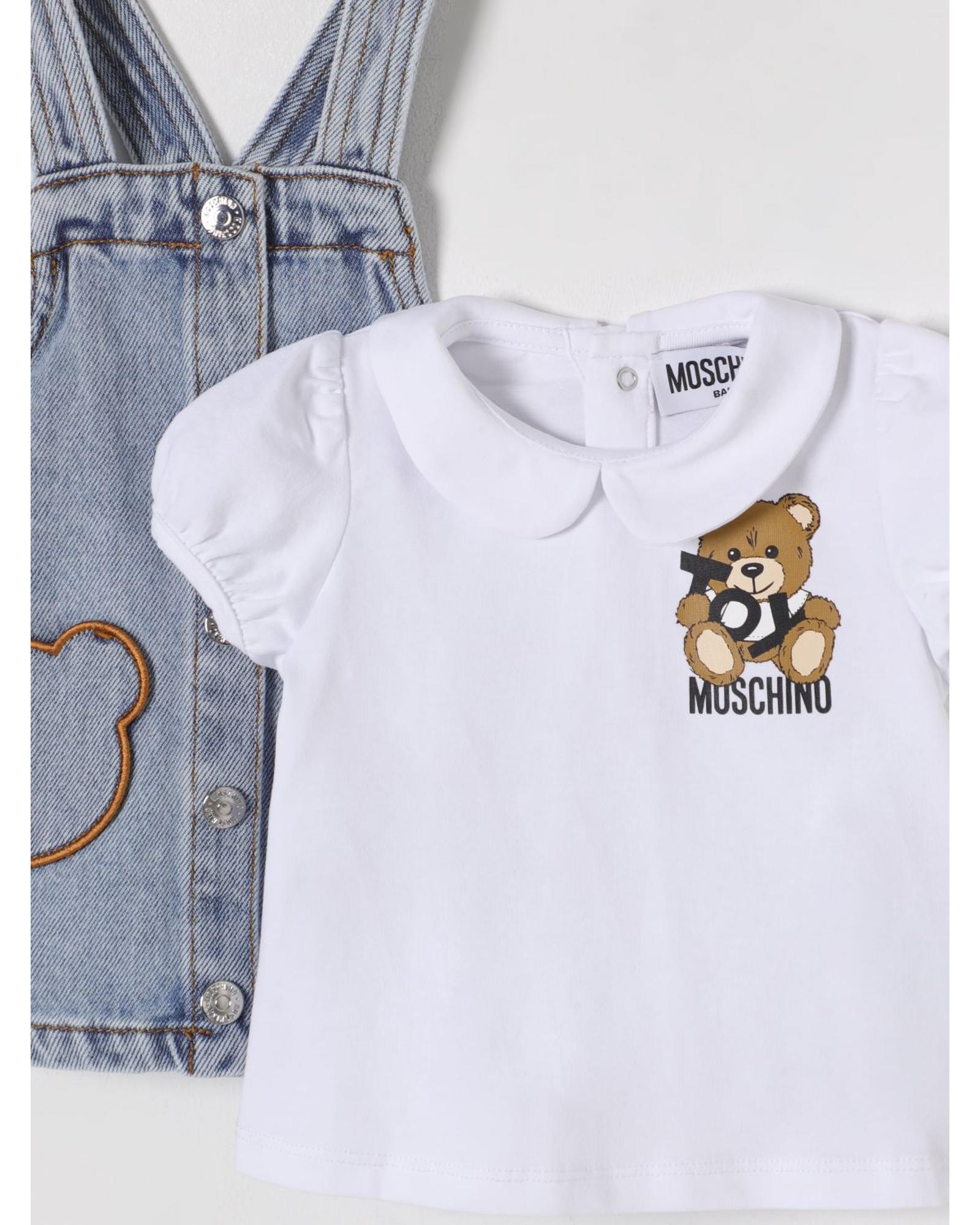 Moschino Denim Dress Set Teddy Bear Embroidered Kids Blue Outerwear - Picture 6 of 9