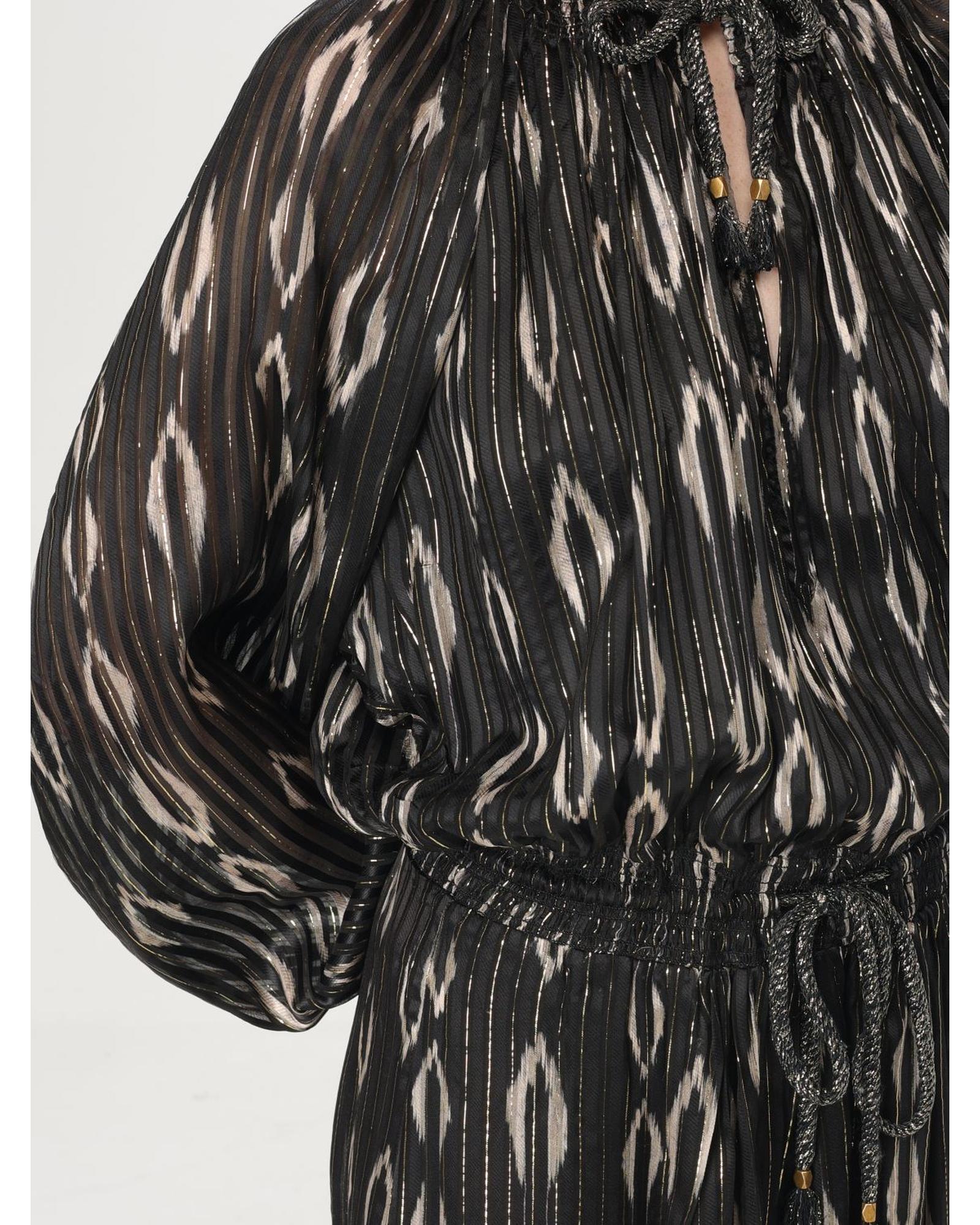 Isabel Marant Long Sleeve Ikat Maxi Dress Women Black Dresses - Picture 7 of 10