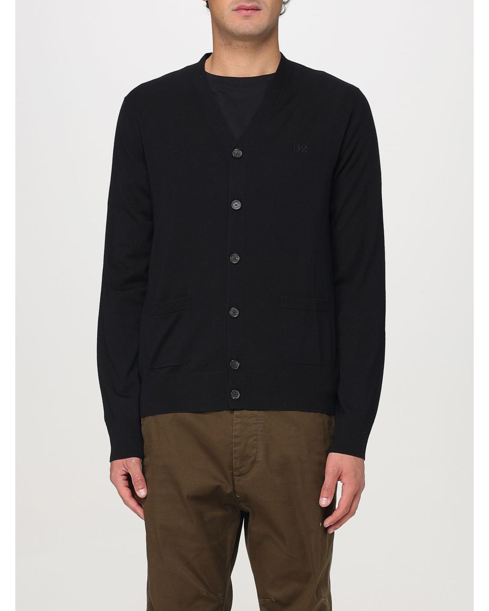 Dsquared2 Merino Wool VNeck Cardigan Men Black Sweaters - Picture 10 of 13