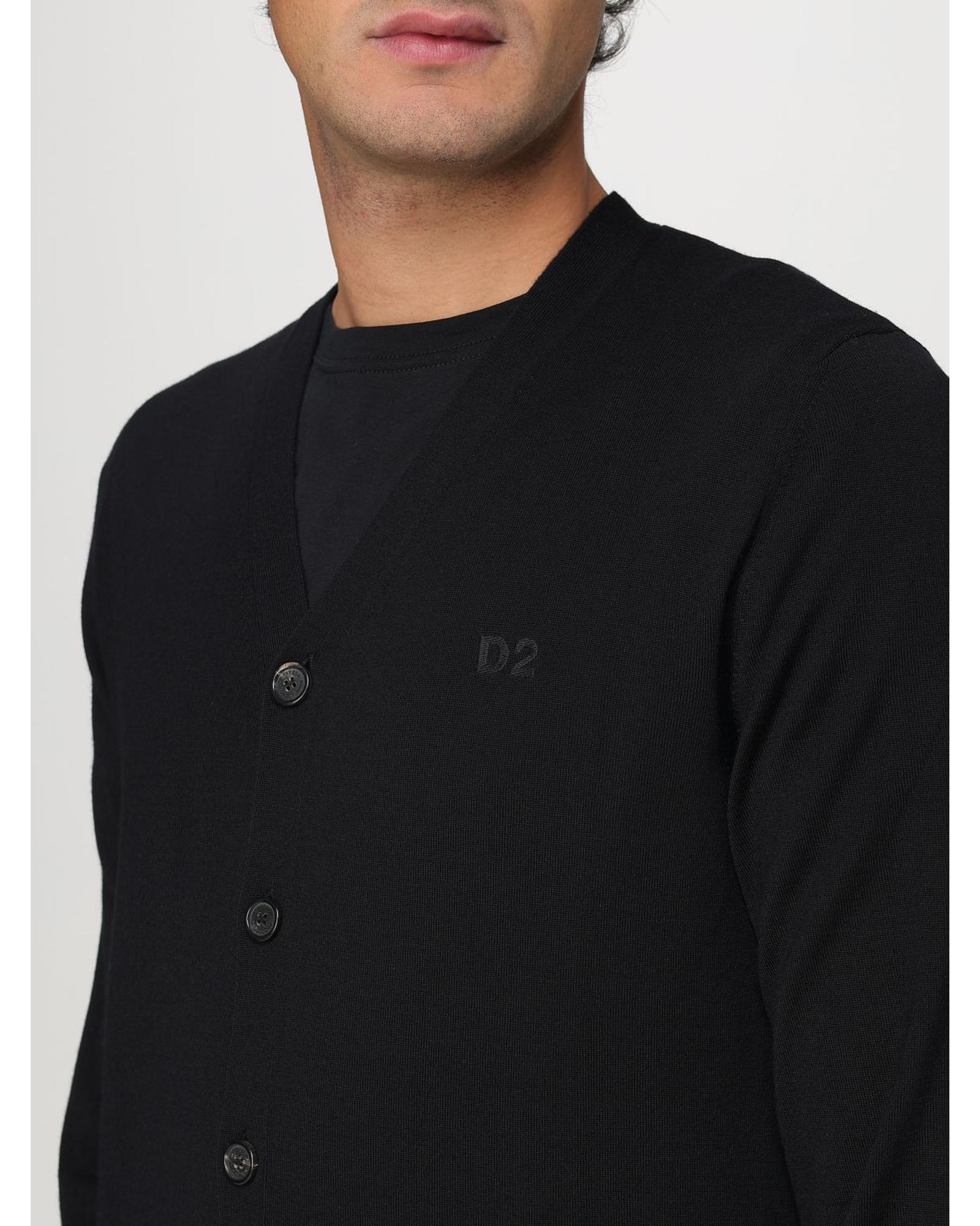 Dsquared2 Merino Wool VNeck Cardigan Men Black Sweaters - Picture 13 of 13