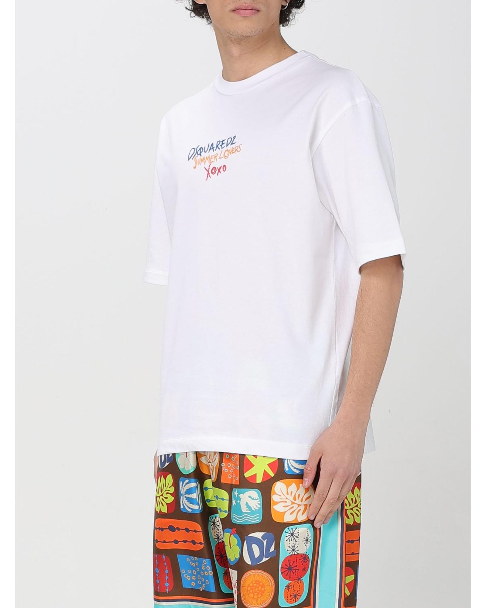Dsquared2 Summer Lovers Graphic Tee Men White T-Shirts - Foto 10 di 20