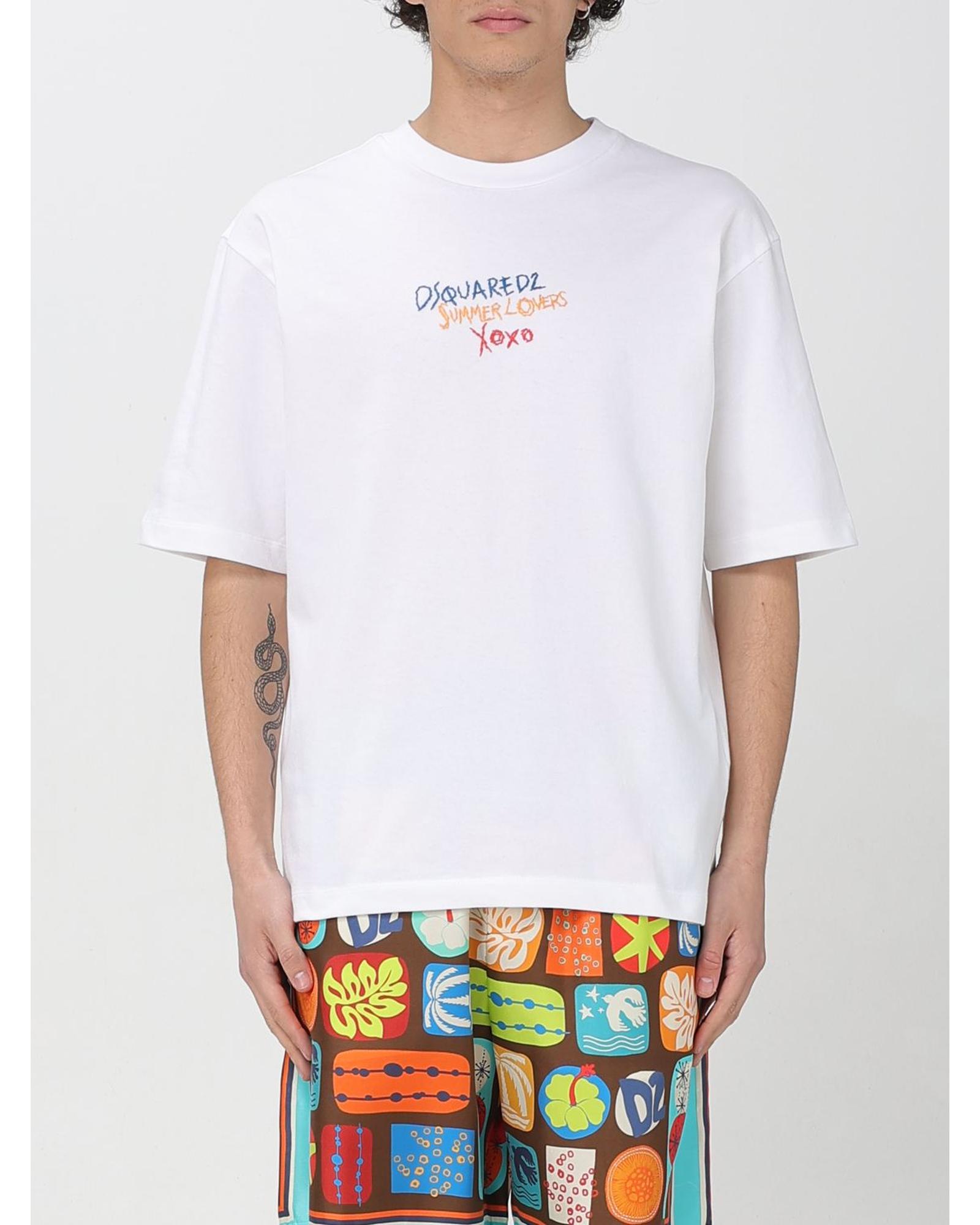 Dsquared2 Summer Lovers Graphic Tee Men White T-Shirts - Foto 12 di 20