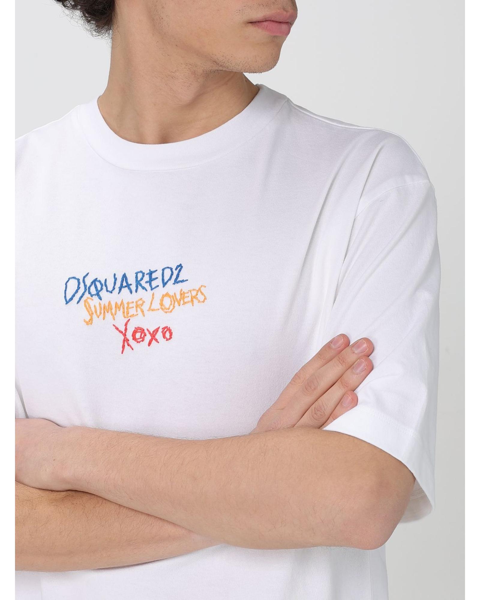 Dsquared2 Summer Lovers Graphic Tee Men White T-Shirts - Foto 16 di 20