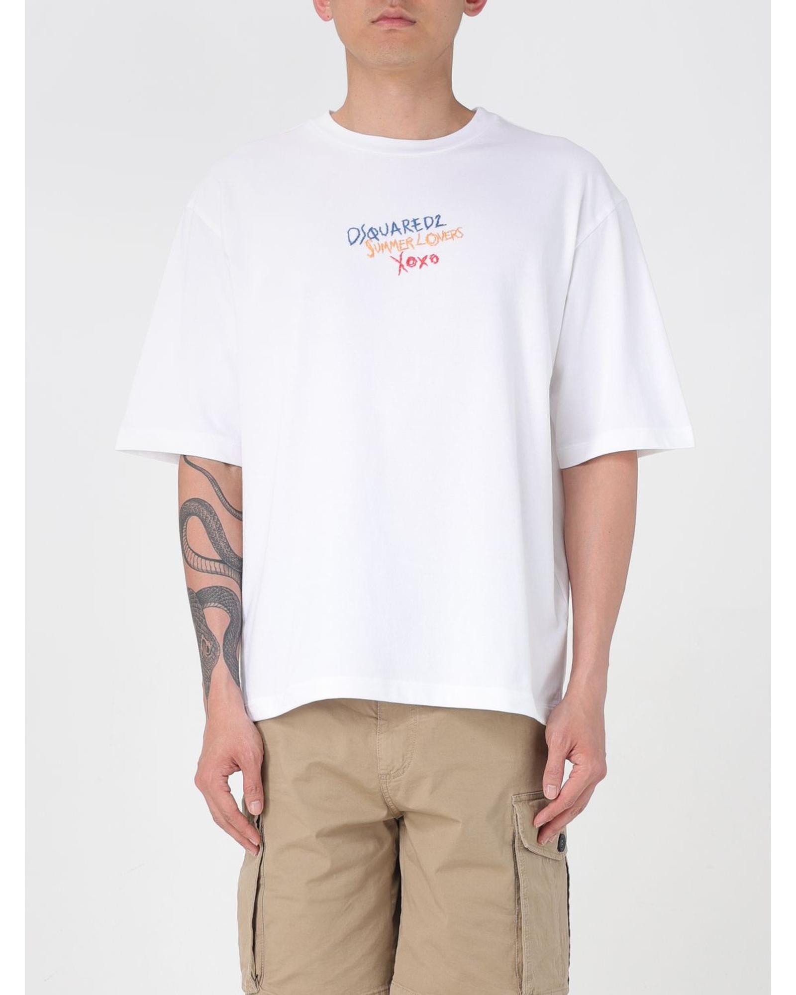 Dsquared2 Summer Lovers Graphic Tee Men White T-Shirts - Foto 17 di 20