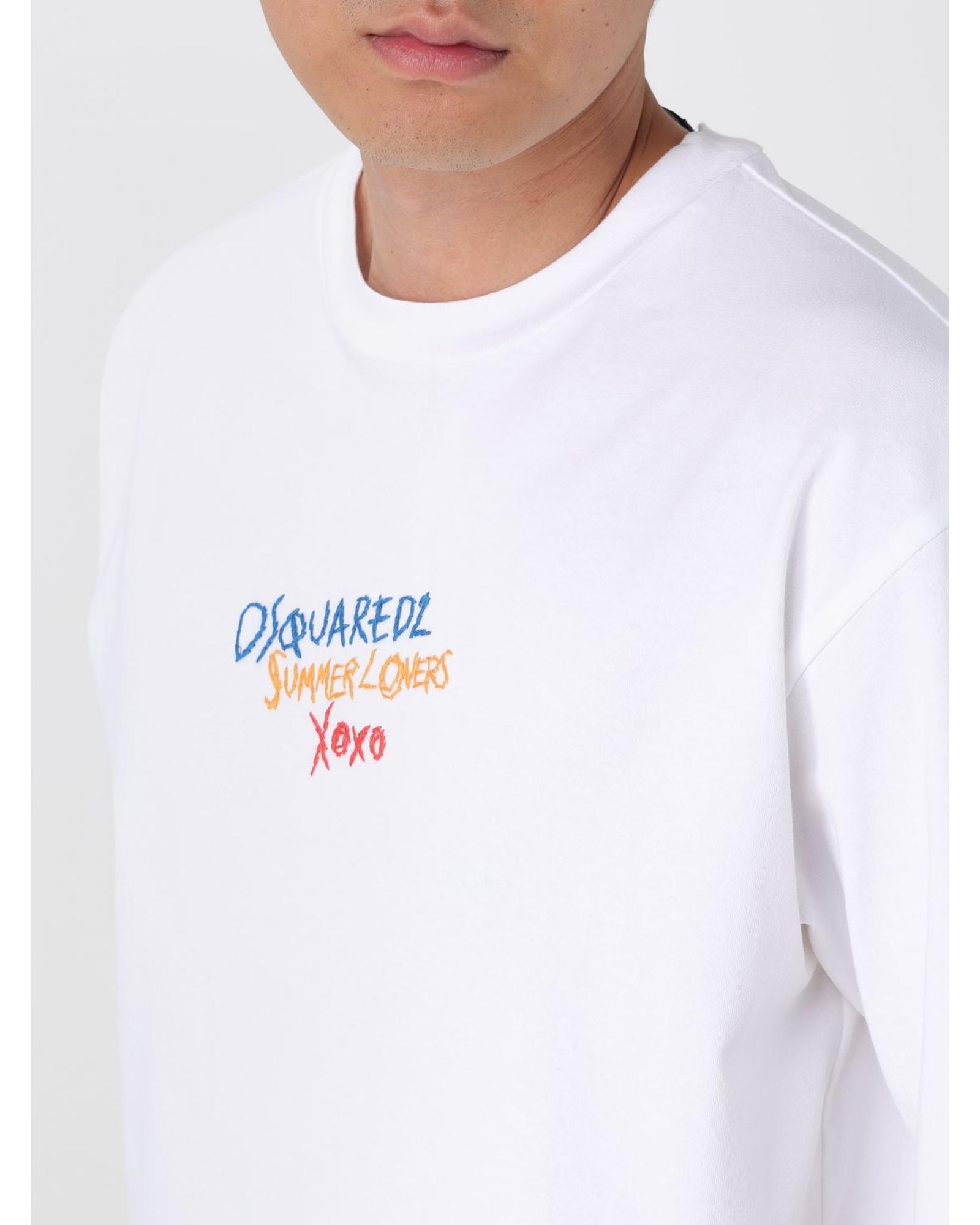 Dsquared2 Summer Lovers Graphic Tee Men White T-Shirts - Foto 20 di 20